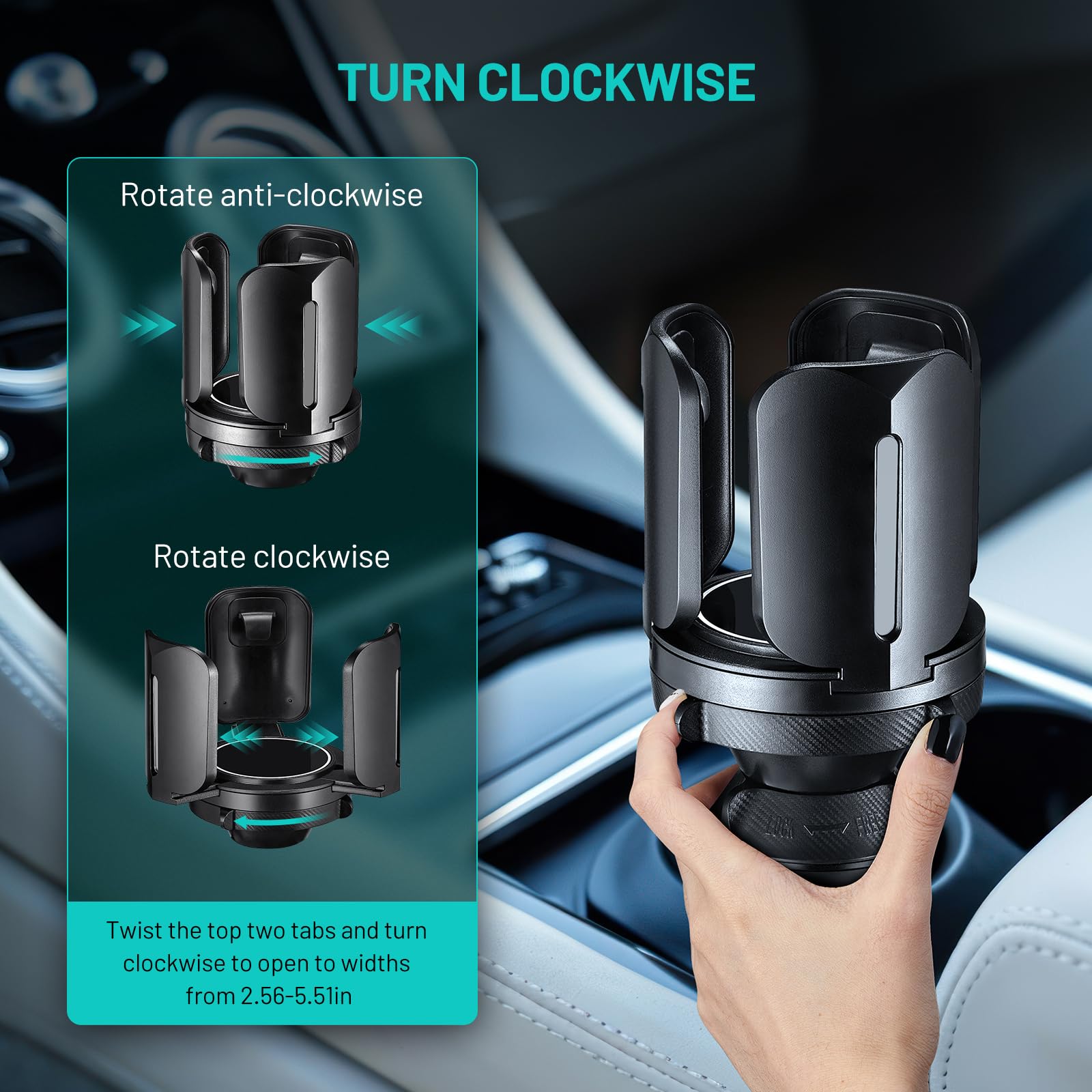 2 Pack Car Cup Holder Expander Adapter (Adjustable) This Hill All Purpose Cup Holder Expander For Car With Rubber Fits Less Than 5.51 Large Bottles & Mugs & Foods & Drinks
