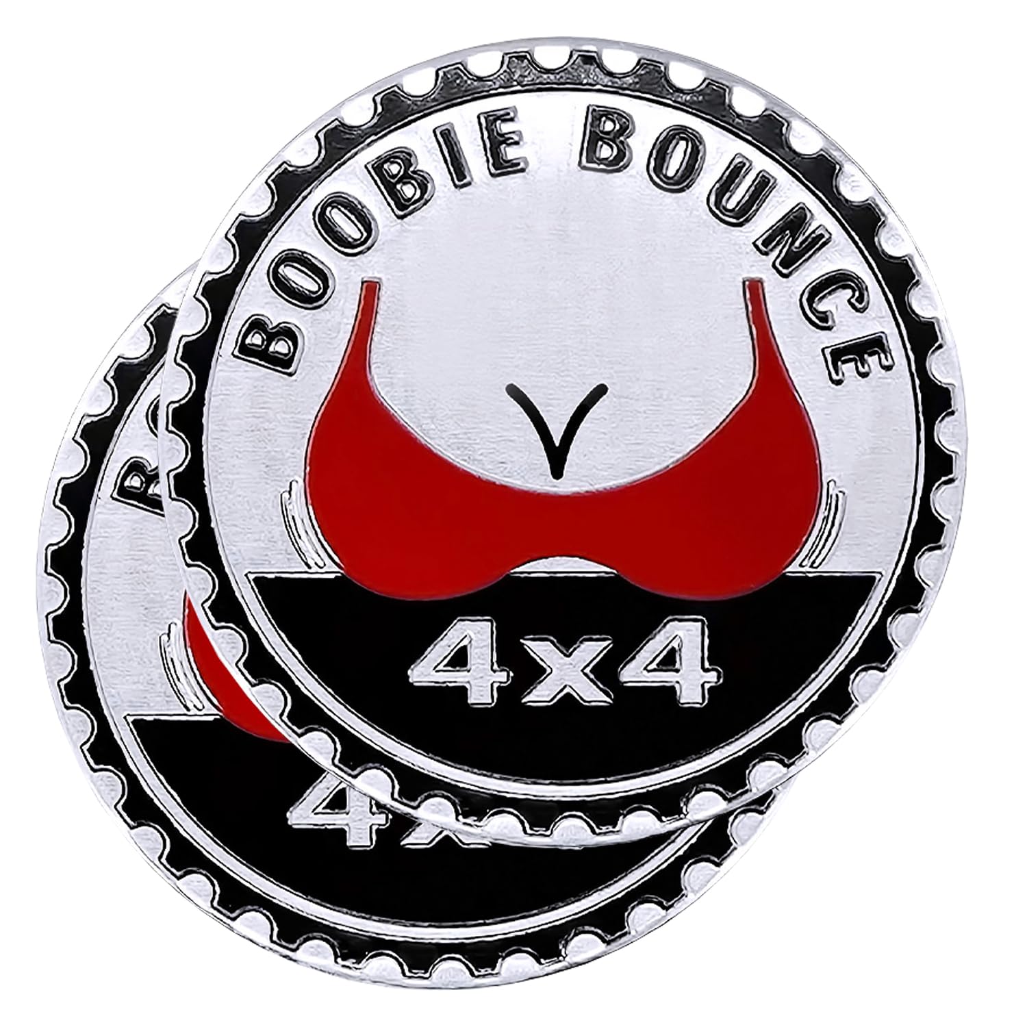 2 Pcs Booble Bounce Badge Rated Car Emblem, 4 X 4 Metal Automotive Badge, 3D Round Metal Car Badges Emblems, Car Badge Decals St