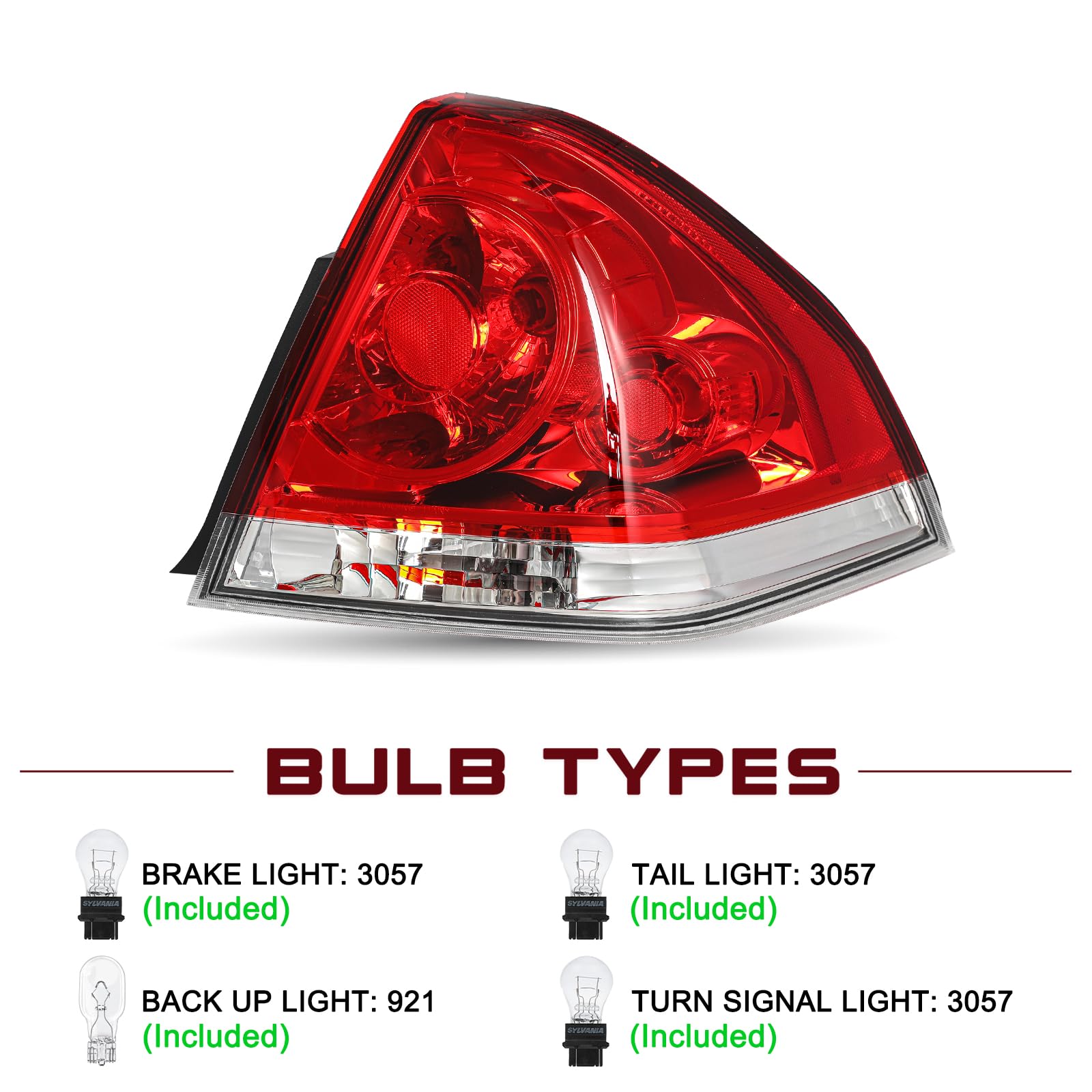 Jsboyat Fits For 2006-2013 Chevy Impala Headlight And Tail Lights Assembly Pair Set Factory Halogen Oe Direct Replacement Chrome