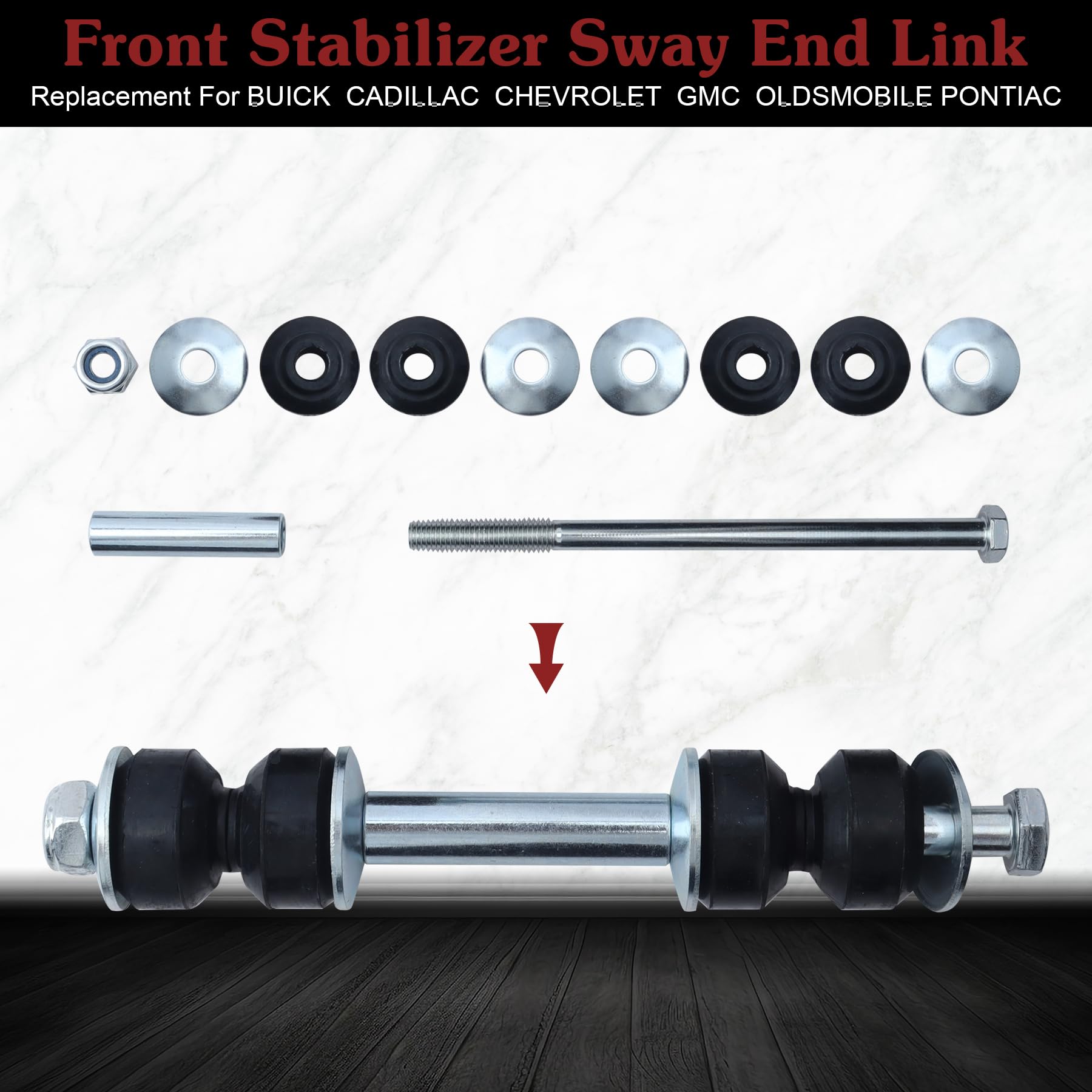 Stiueoav K5252 Sway Bar Link - Front Stabilizer End Link Compatible With 1991-1996 Roadmaster?1986-1990 Lesabre Rwd?1975-1998 Sk
