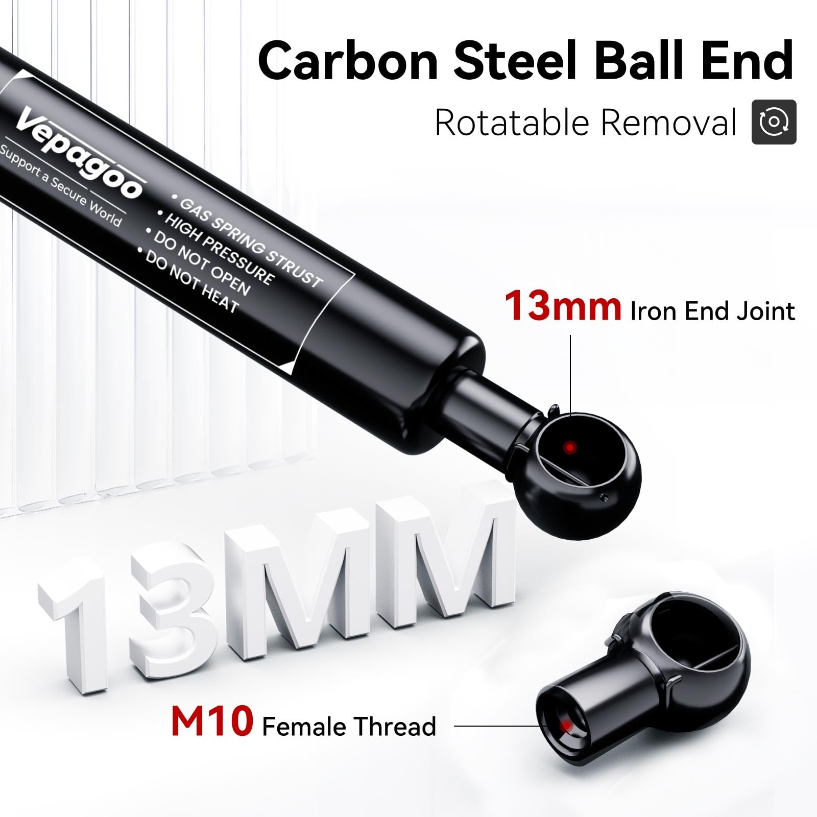 Vepagoo 40-Inch 150Lb Gas Struts Shocks, 667N Lift Support for Heavy Duty Lid, Carbon Steel, 2pcs (1 Pair)
