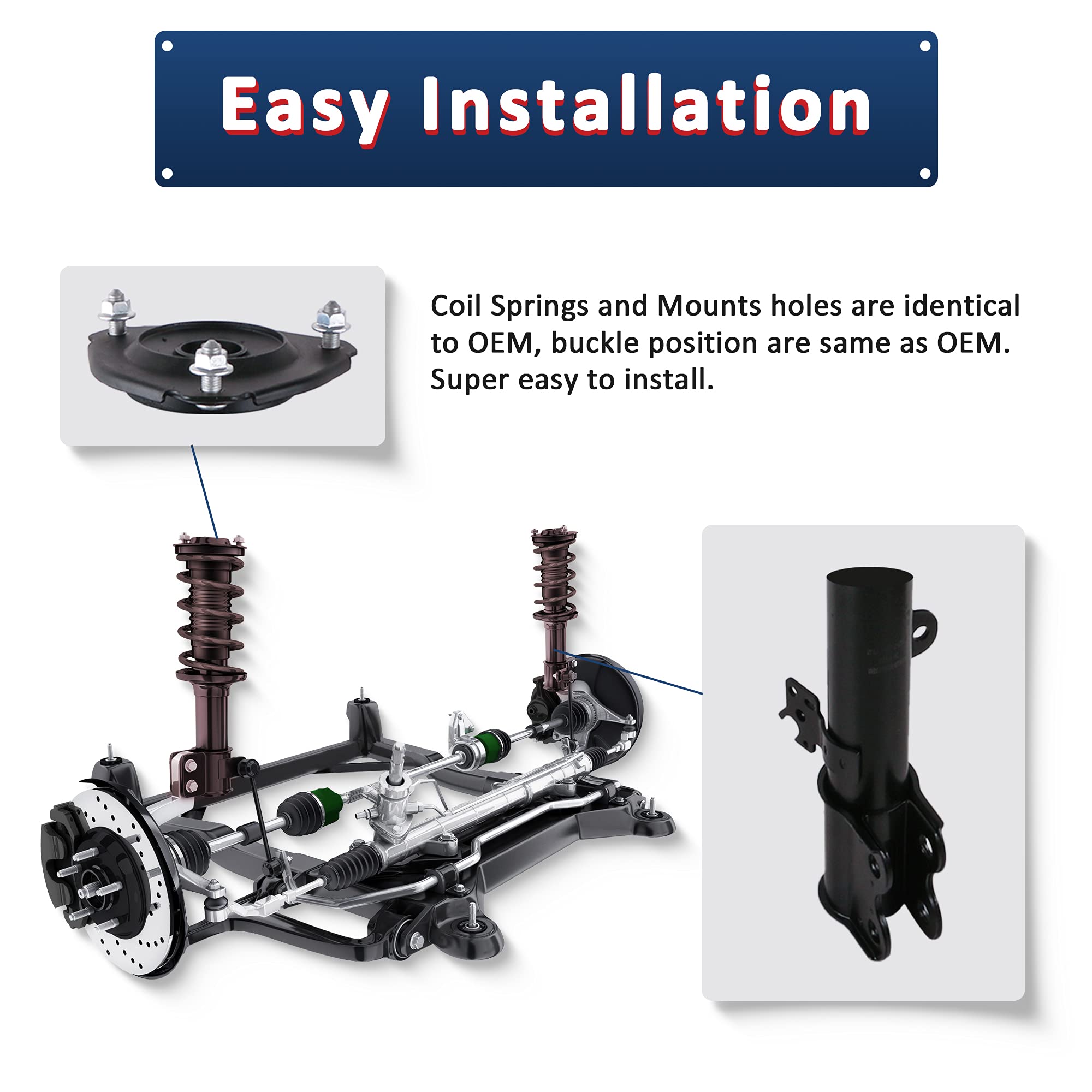 Mostplus Rear Complete Strut Spring Shock Absorber 171680 171681 Compatible For 1999-2003 Toyota Solara 2.2L/2.4L