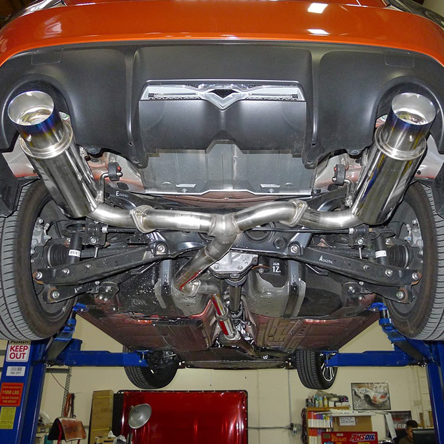 SPEC-D Tuning Catback Dual Muffler Exhaust System with Titanium Tip for 2013-2016 Scion FR-S, Silver, Model MFCAT2-FRS12T-SD