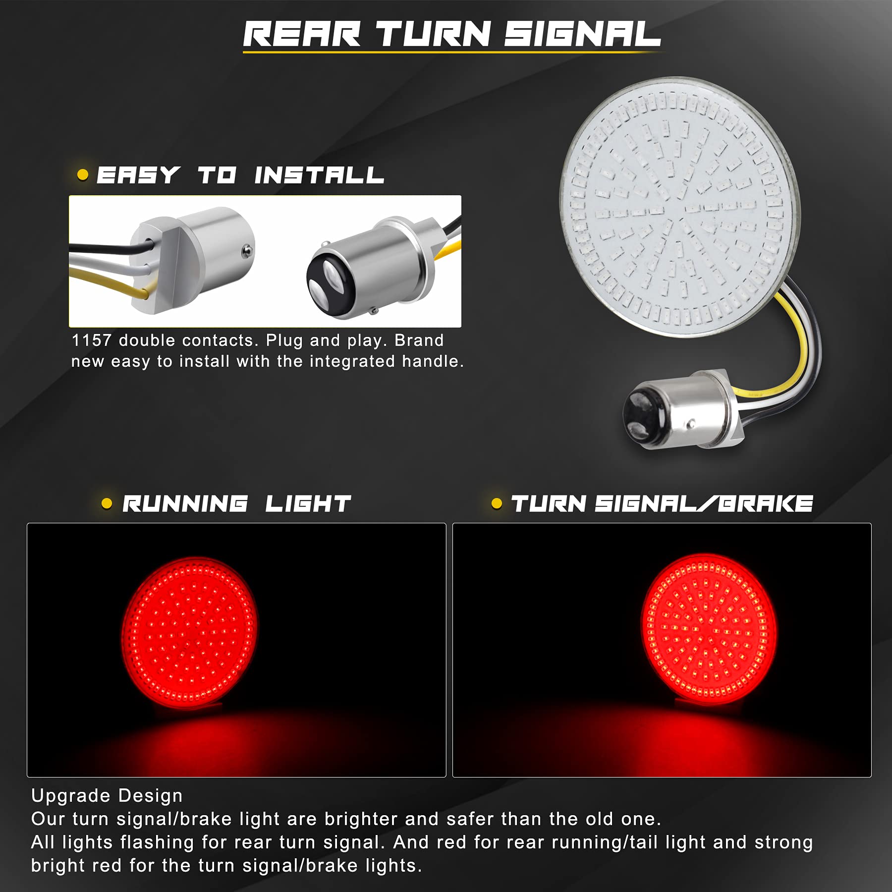 Nthreeauto 1157 Led Turn Signals 2Inch Bullet Front Rear Turn Signal Light Smoked Lens Covers Kit Smd Bulbs Compatible With Harl
