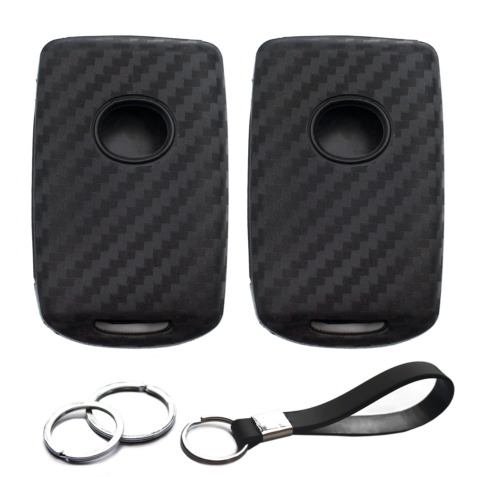 2Pcs Compatible With 2022 2021 2020 Mazda 3 6 Cx-30 Cx-5 Cx-9 Mx-5 Miata Carbon Fiber Looks Black Silicone Fob Key Case Cover Pr