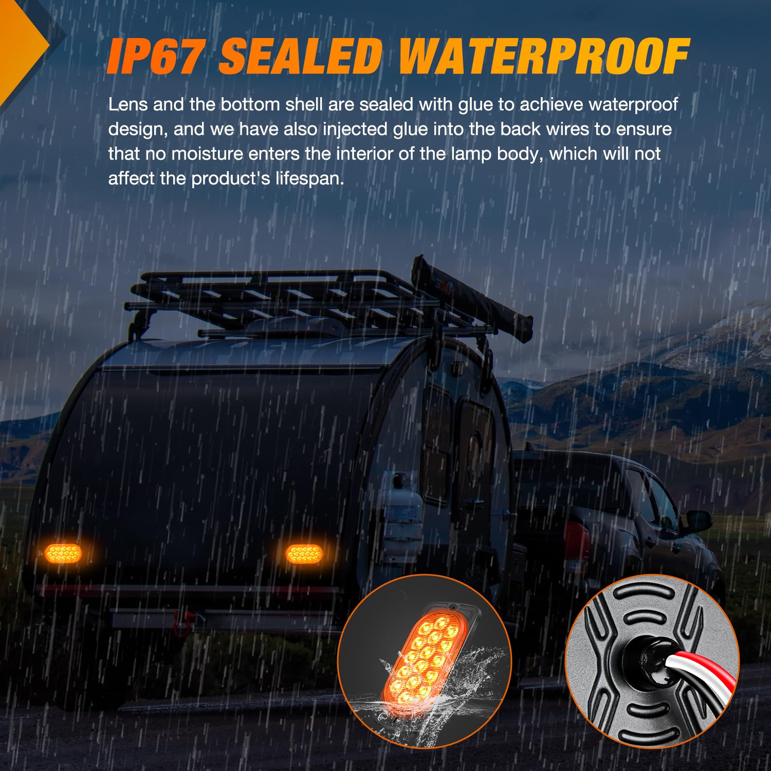 Nilight 4.4 Inch Aluminum Housing Tail Light 2 Pcs 16 Led Amber Left Right Turn Signals Marker Lights Surface Mount Ip67 Waterpr