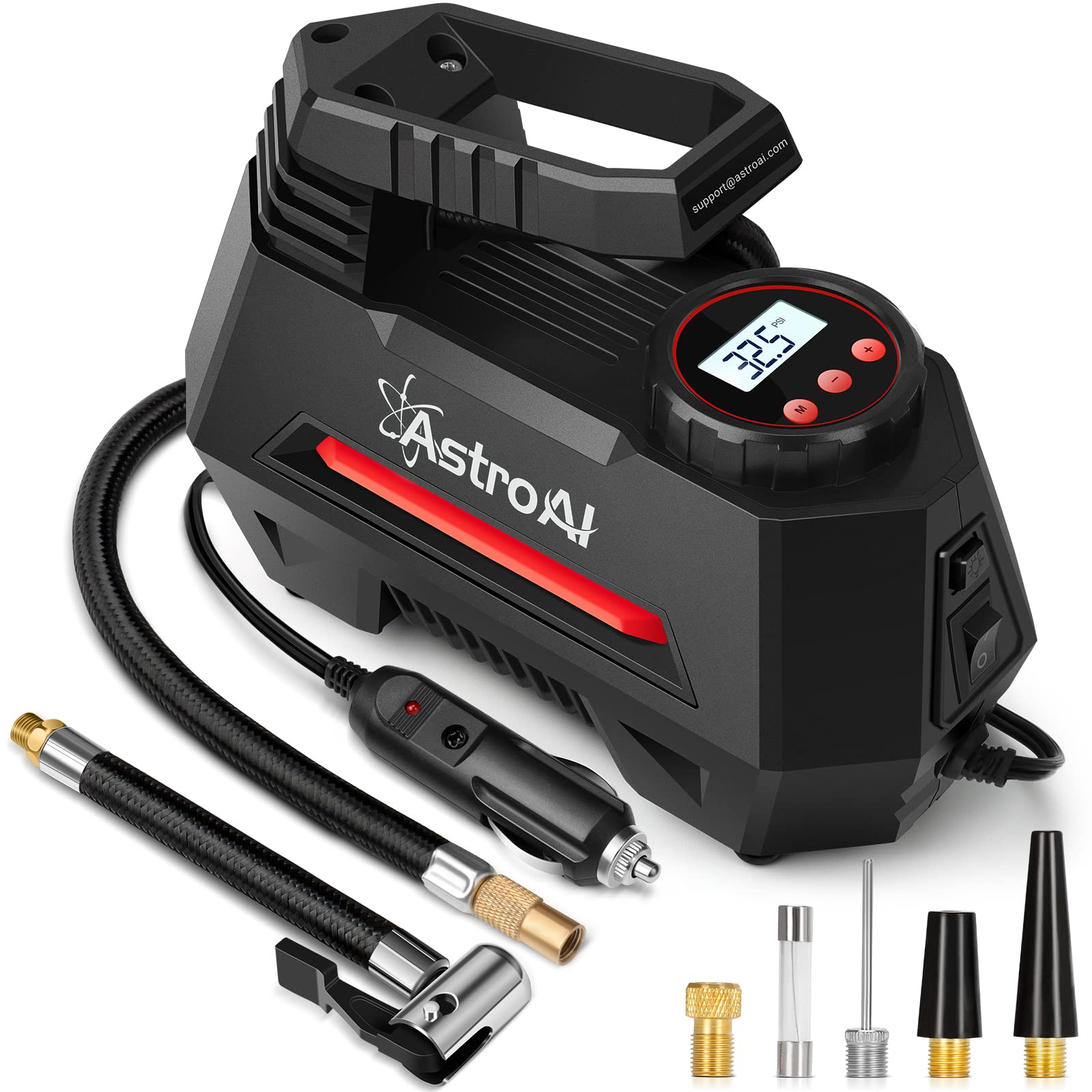 Astroai Tire Inflator Portable Air Compressor Air Pump For Car Tires - Car Accessories, 12V Dc Auto Tire Pump With Digital Press