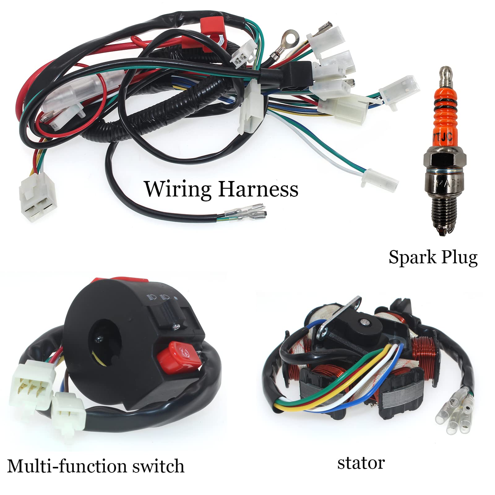 RUITONDA 6 Coil Stator CDI Wiring Harness for 49cc-150cc GY6 ATV Go Kart Pit Bike - Durable Lead Material