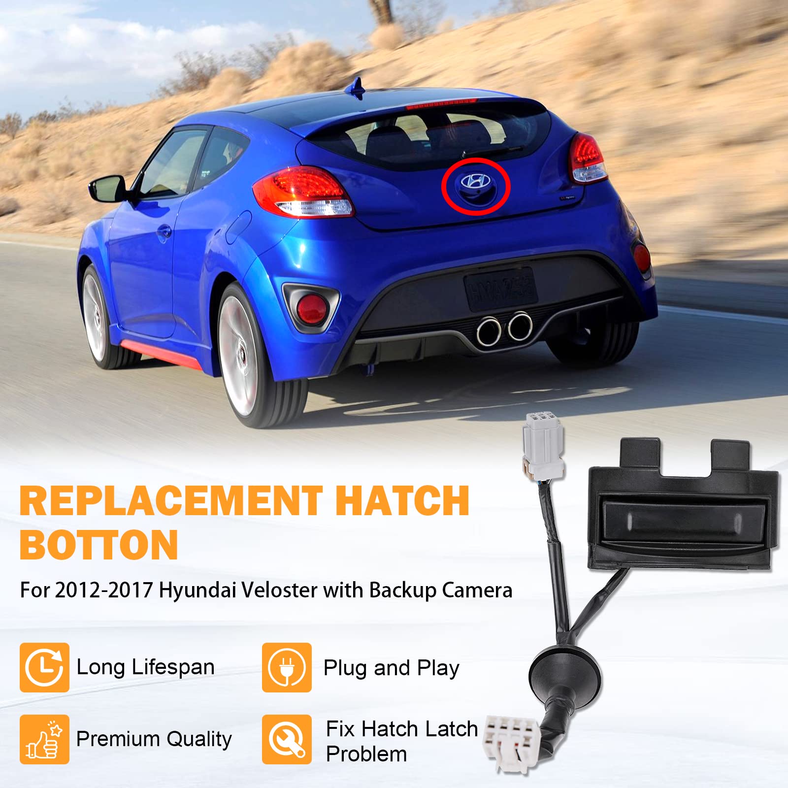Veloster Trunk Button For 2012-2017 Hyundai Veloster Rear Hatch Lock Release Switch Trunk Latch Button Replace # 81260-2V010, 81