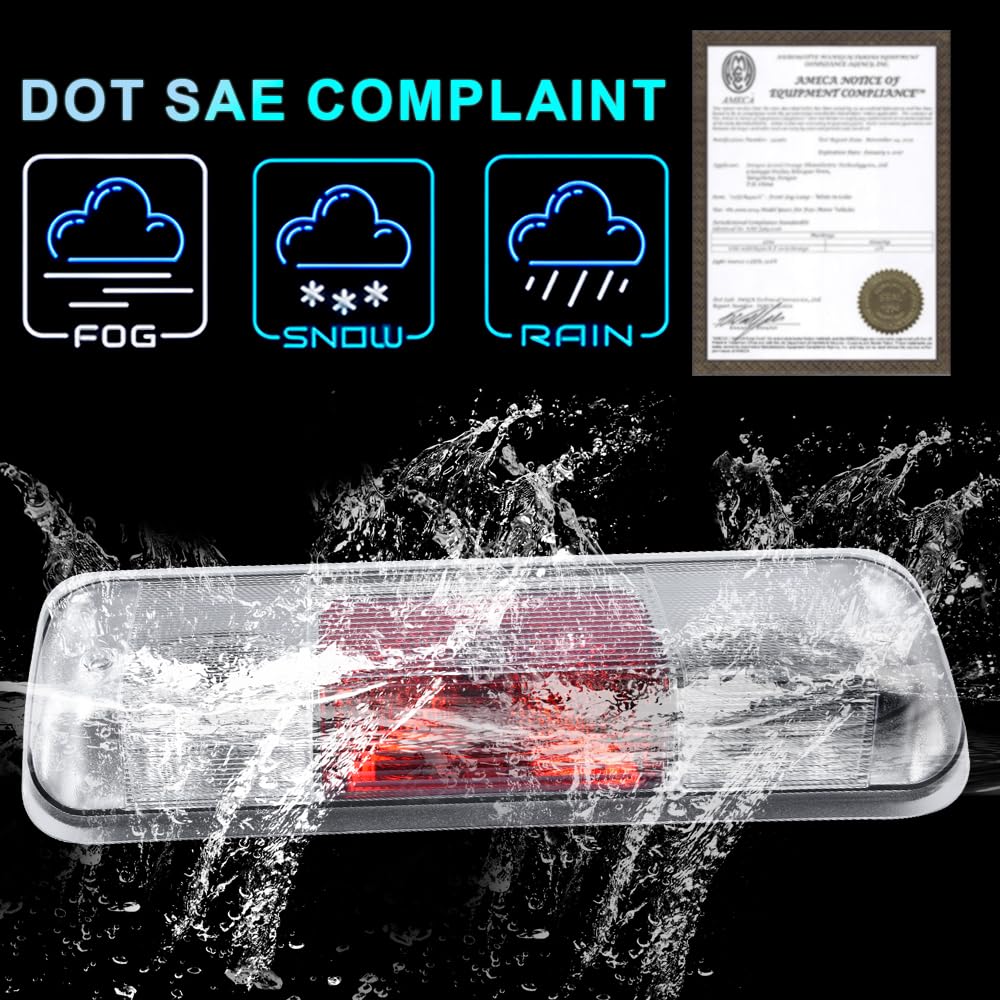 PIT66 3rd Brake Light for 2004-2008 Ford F150, High Mount, Halogen Clear/Red Lens, Durable Polypropylene