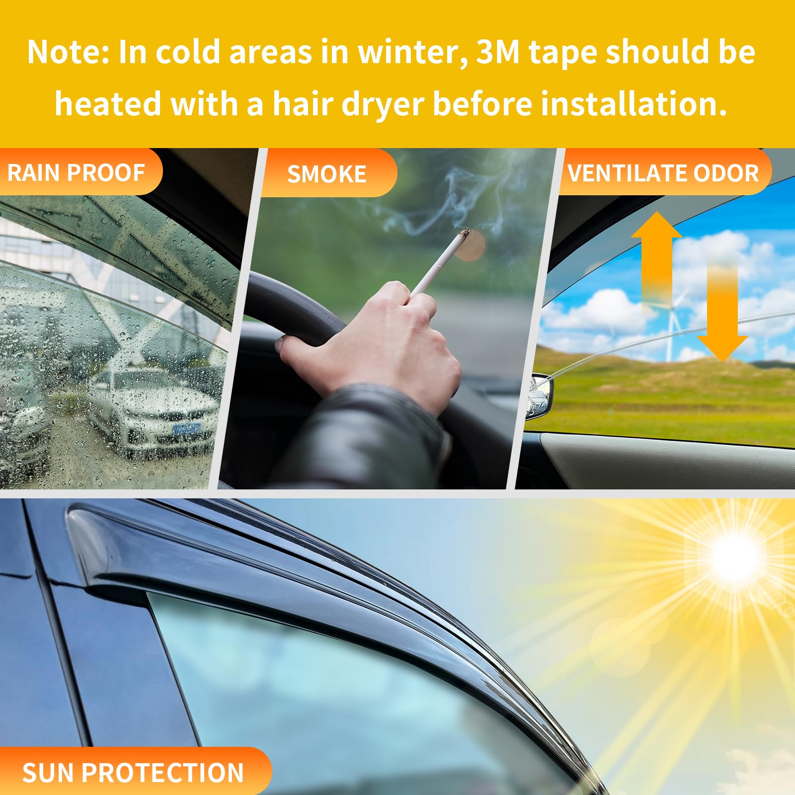 Cmvt Auto Window Visor For 2008-2014 Jeep Liberty, Rain Guards Shields Vent Deflector Shade Wind Dark Smoke 2009 2010 2011 2012
