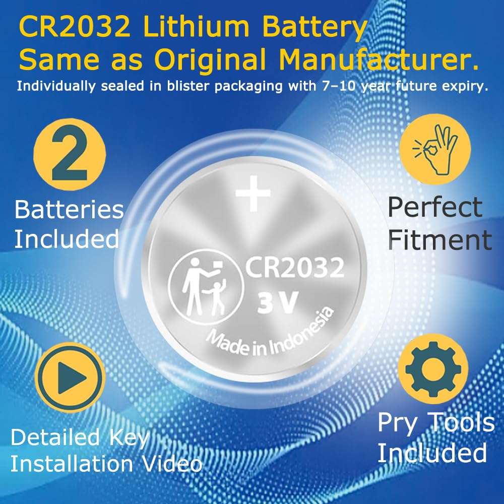 KKNCO Key Fob Battery Replacement for Infiniti EX35 FX35 G25 G37 JX35 Q50 Q60 - 2 Packs CR2032