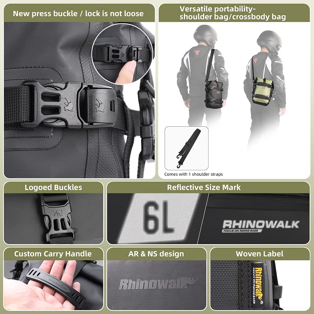 Rhinowalk Motorcycle Front Bumper Bag Tail Bag Motorbike Side Bag 6L Full Waterproof Moto Saddle Pannier Bag Professional Motor