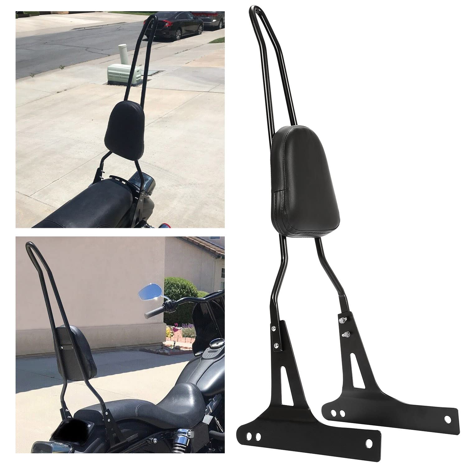 ECOTRIC Detachable Black Backrest Sissy Bar Compatible with 2006-up Harley Davidson Dyna Street Bob FXDB EFI FXDBI Super Glide F