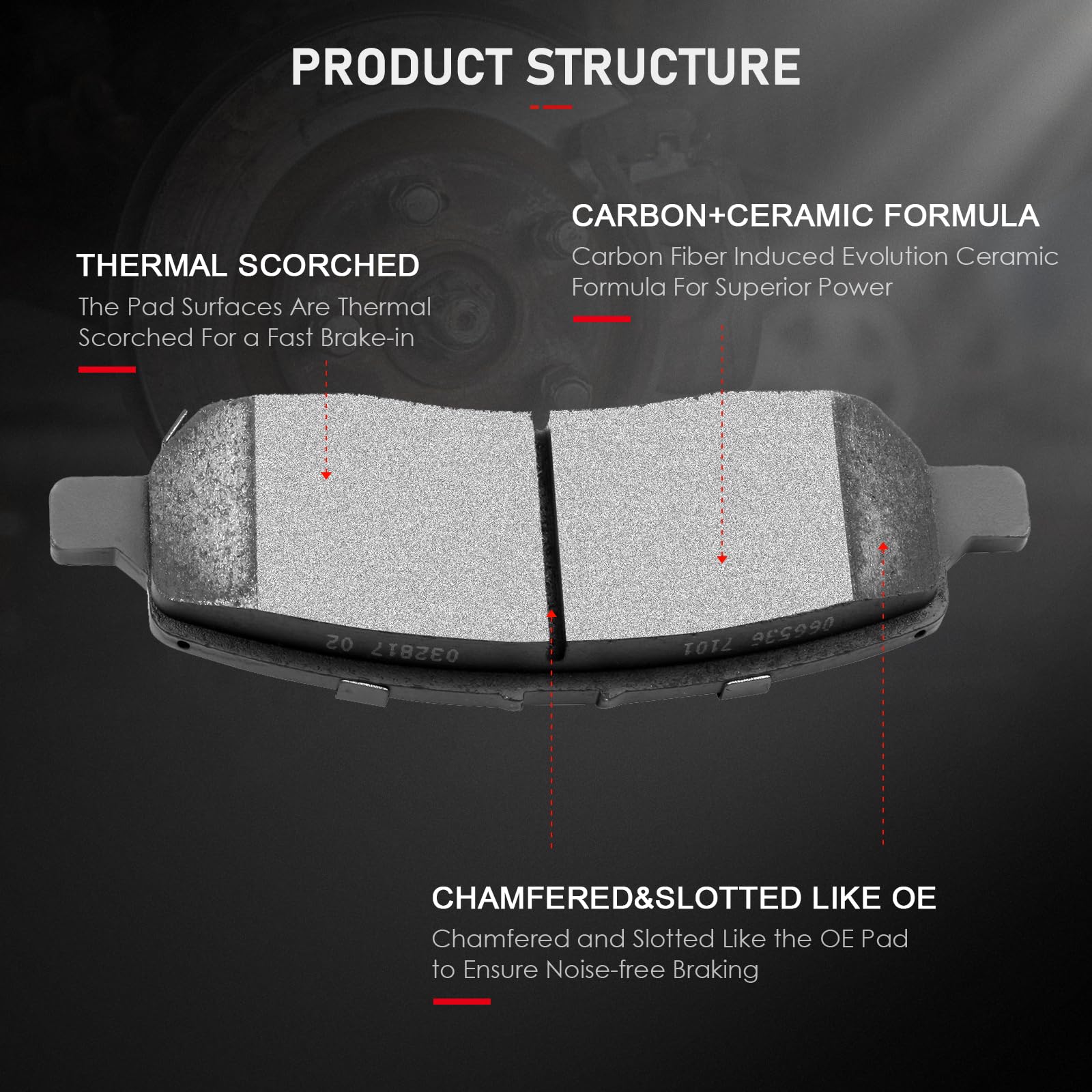 Cciyu D1647 4Pcs Rear Ceramic Brake Pads Kits 2013-2016 For Dodge Dart