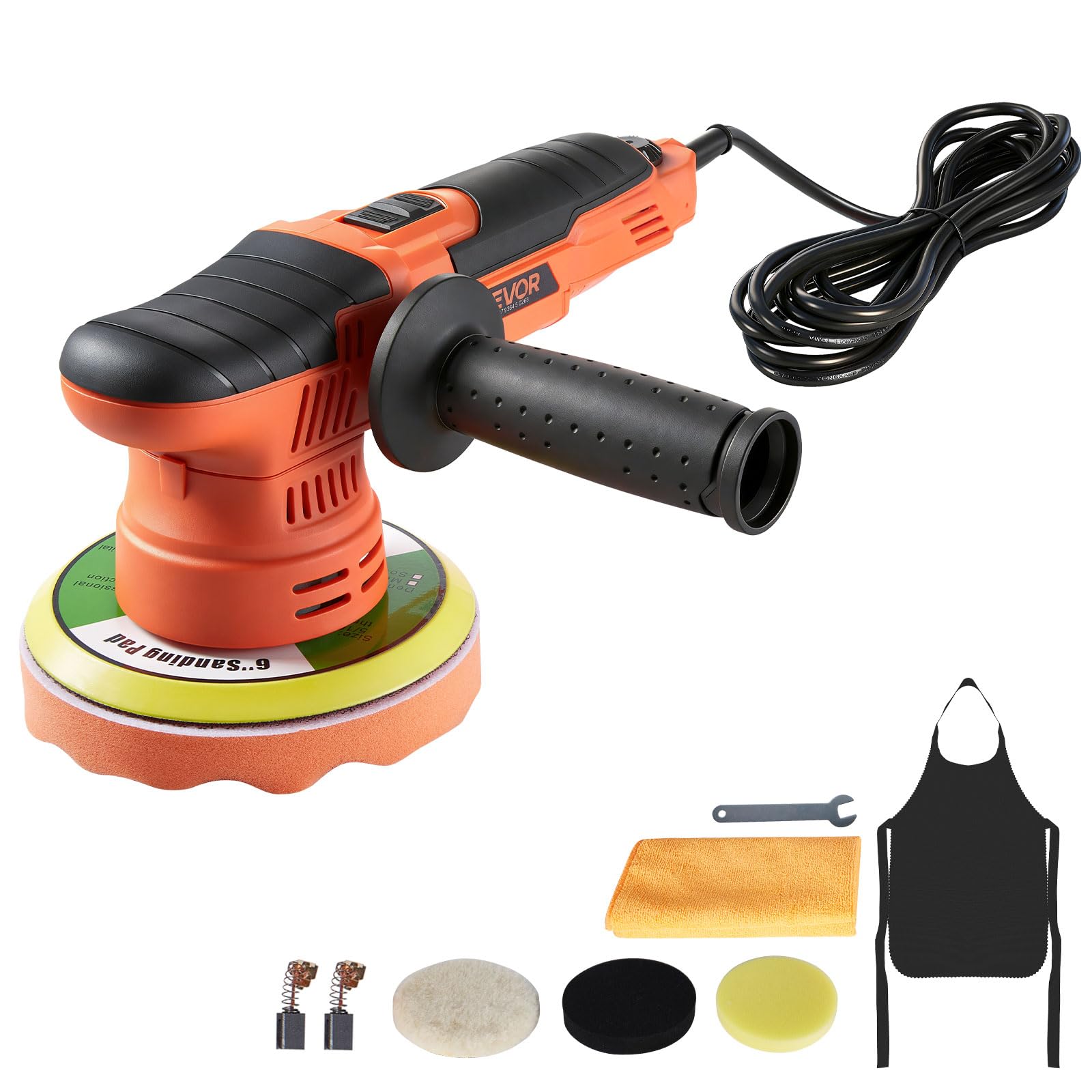 VEVOR Car Buffer Polisher, 6-Inch Dual Action Polisher Buffer Waxer, 650W 6 Variable Speeds 2000-6800RPM Random Orbital Polisher