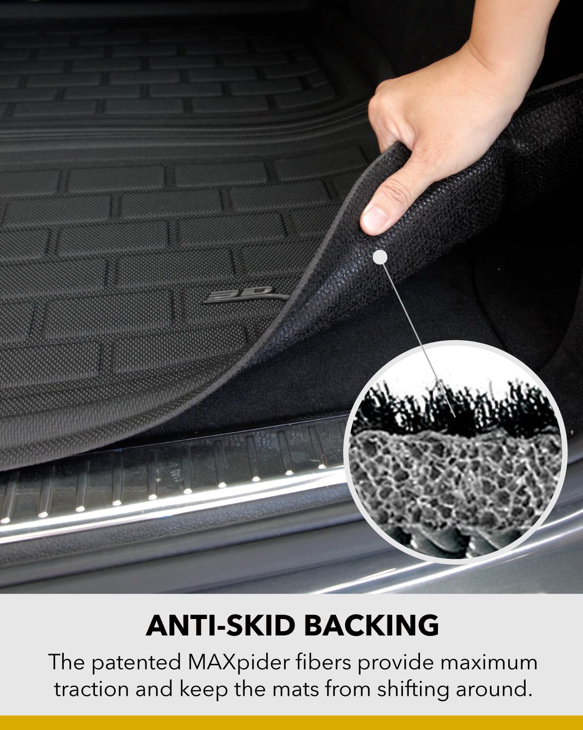 3D Maxpider Custom Fit Kagu Cargo Liner (Black) Compatible With Tesla Model 3 2020-2023 W/ Beaded Basin - Front Cargo Liner