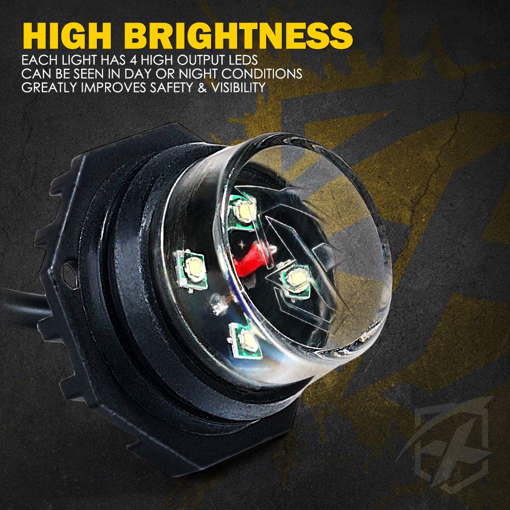 Xprite Amber LED Strobe Lights Kit - 20 Flashing Patterns, 4 Pcs for Emergency Vehicles, Model 52013-4-Y