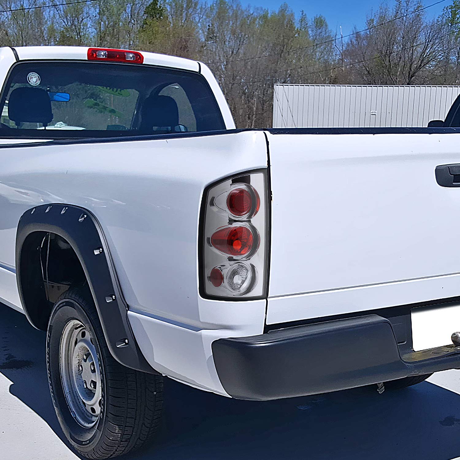 Spec-D Tuning Chrome Housing Clear Lens Tail Lights Compatible With 2002-2006 Dodge Ram 1500/2500/3500, Left + Right Pair Assemb
