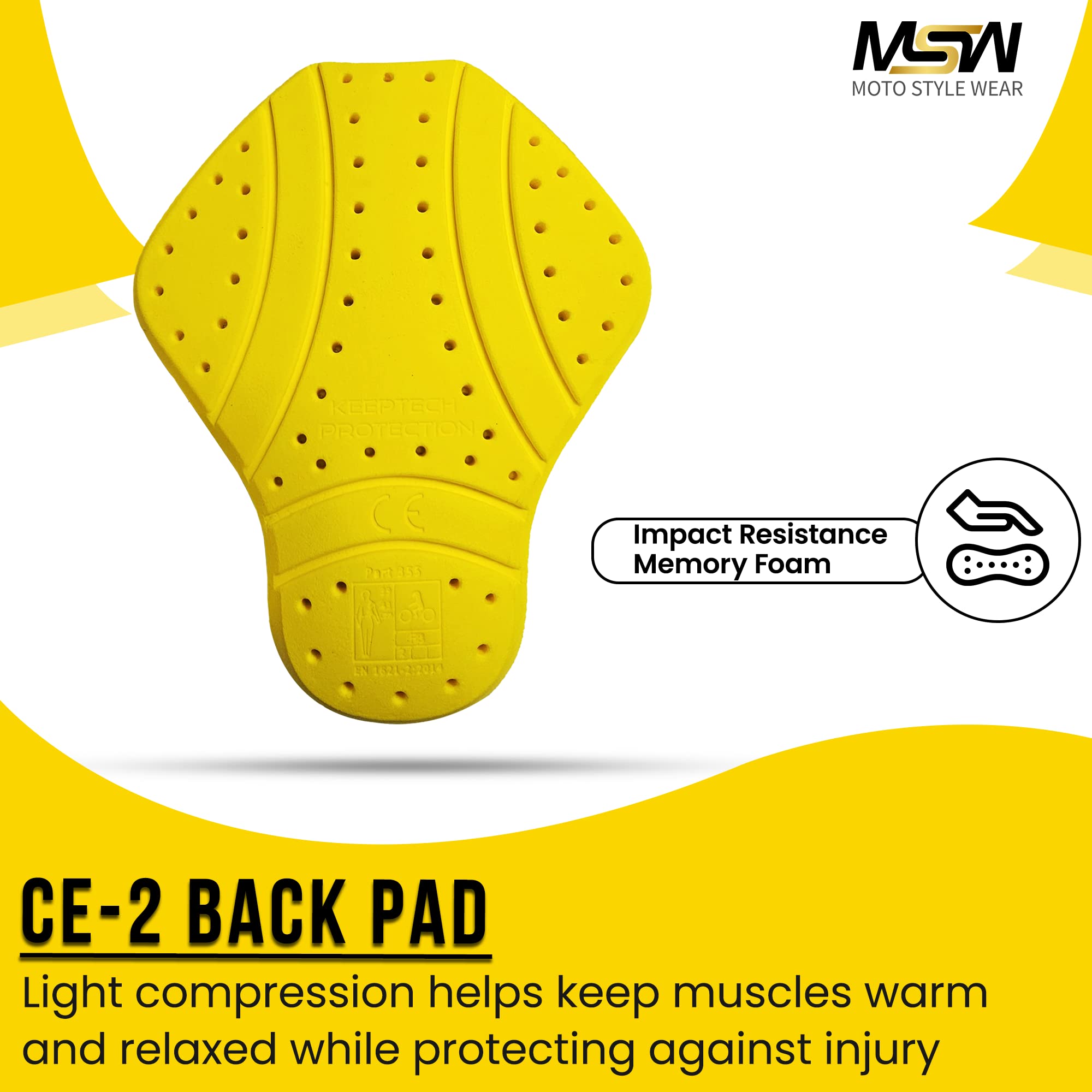 Motostylewear Universal-Ce-2 Back Armor Protection Pad, Level 2 Approved Armor Pads For Motorcycle Jackets, Ce Level 2 Back Protector, Ce Insert Armor & Pads For Protection For Women And Men.