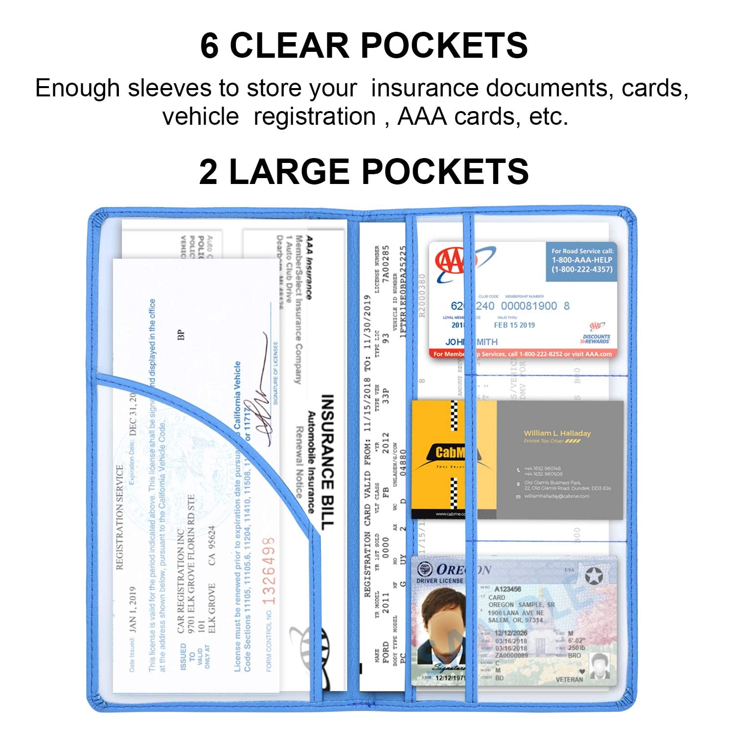 Cacturism Car Registration And Insurance Holder, Vehicle Glove Box Car Organizer Men Women Wallet Accessories Case With Magnetic