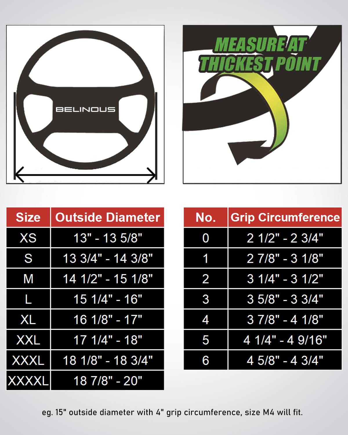 Belinous Universal Leather Car Steering Wheel Cover, Stitch On Wrap (Size M3, Gray)