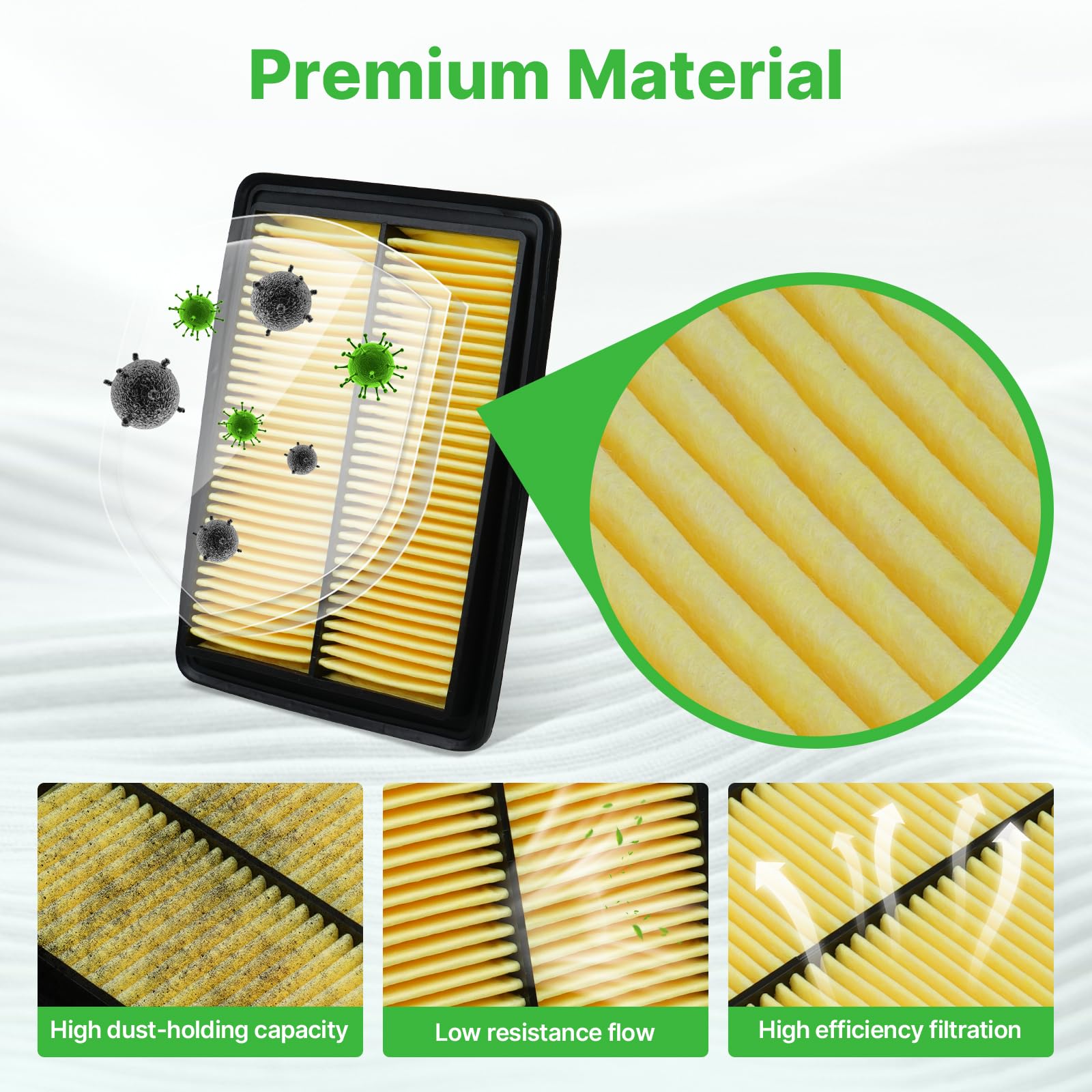 RVgolf 2PCS Engine Air Filter Fit for Nissan Rogue Sport 2017-2022 2.0L, Nissan Rogue 2014-2020 2.0L/2.5L, Nissan Qashqai 2017-2