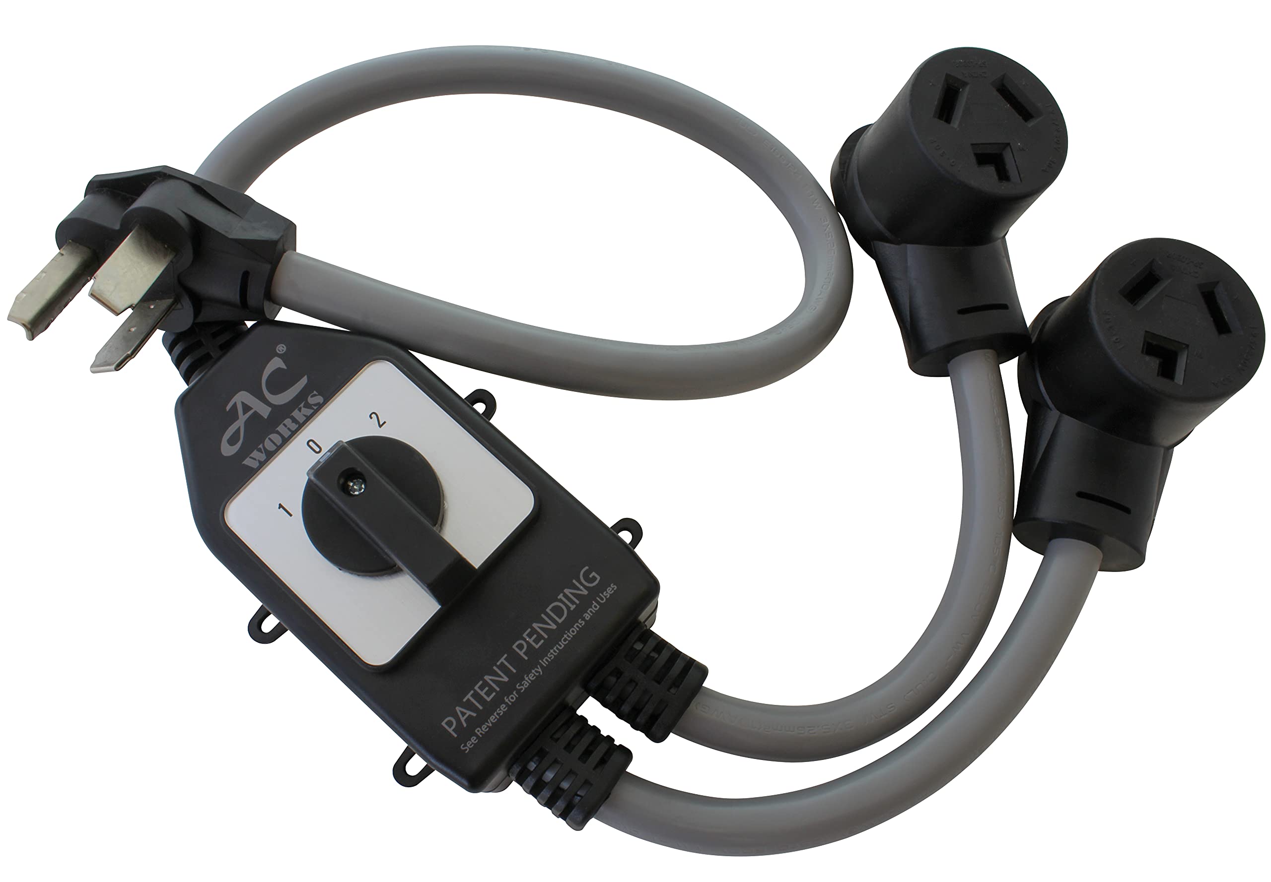Ac Works Ev Charging Adapter For Tesla Use (Safety Switch Y-Cable-3-Prong Dryer)