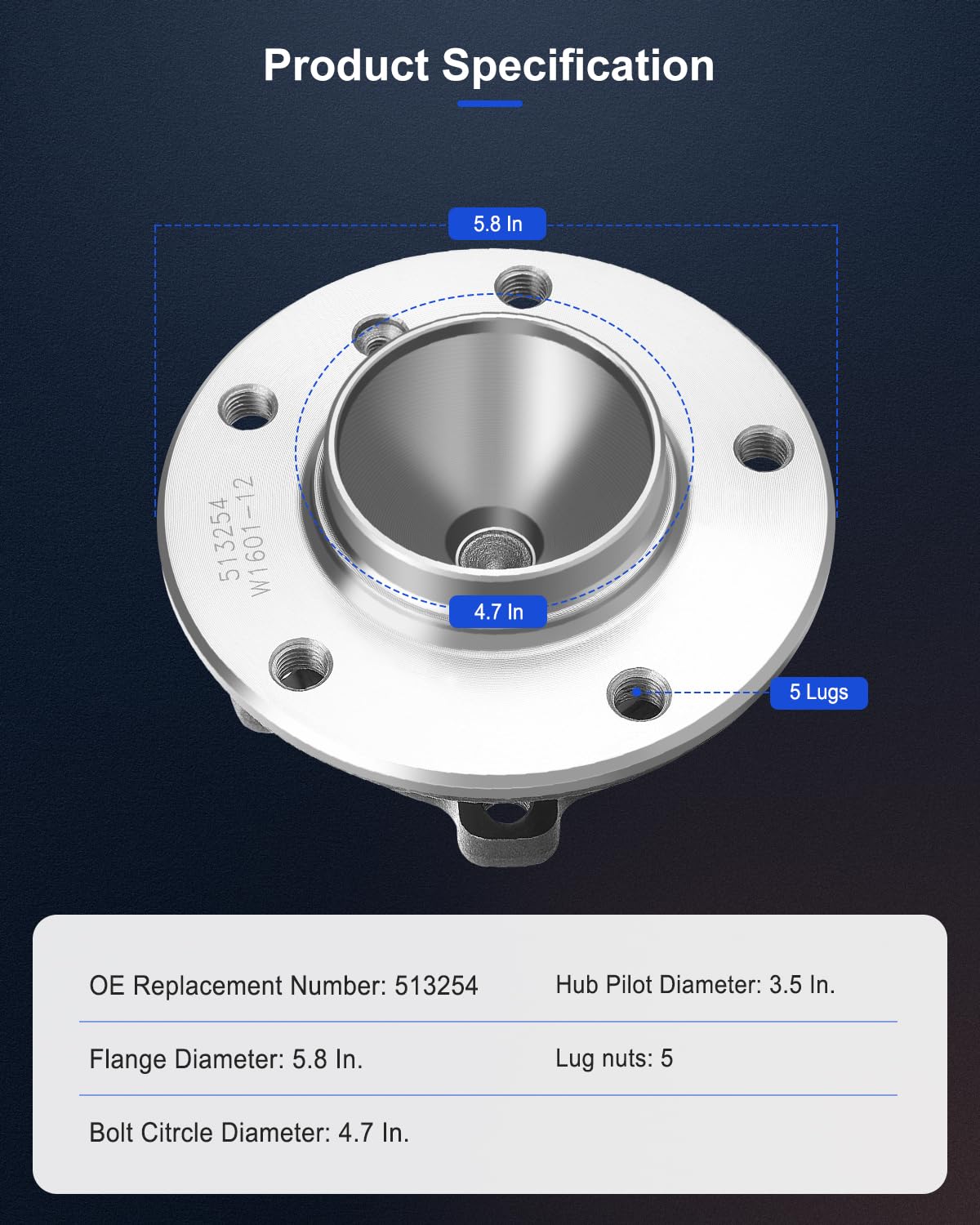 ECCPP Front Wheel Hub Bearing Assembly 5 Lugs w/ABS for 2006-2009 BMW Compatible with 513254
