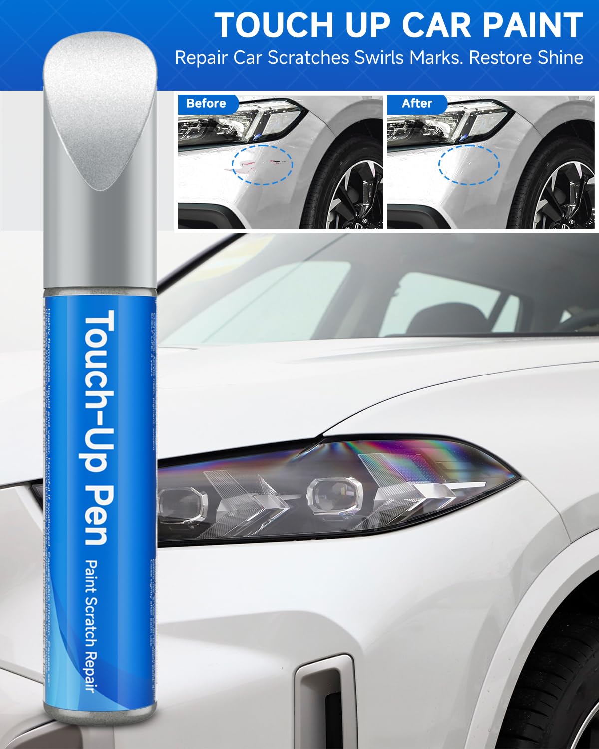 RSACET Touch Up Paint NH-877P Sonic Gray Pearl 0.41 Fl Oz Compatible with Honda Accord/C Car Scratch Repair