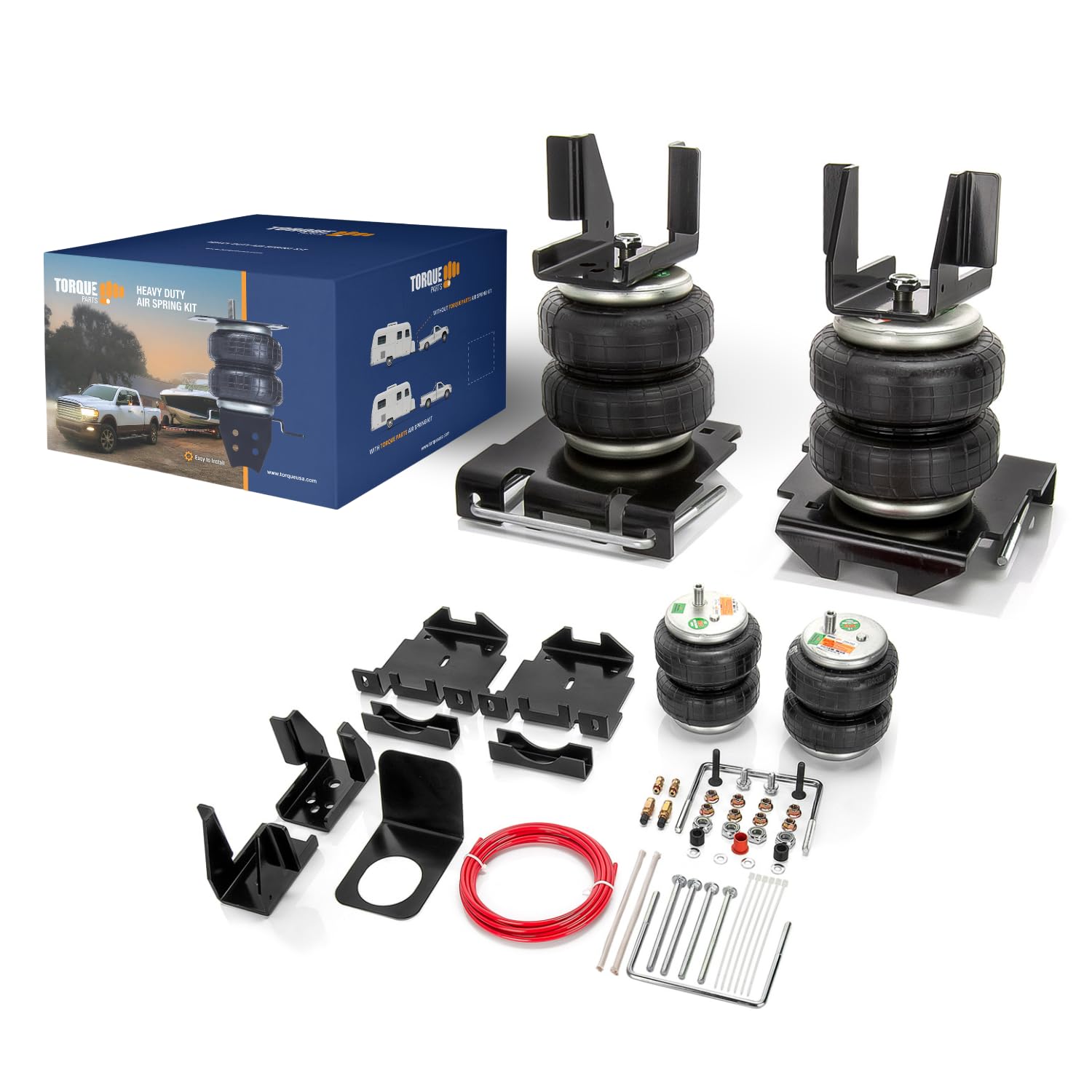TORQUE Airbag Air Bag Suspension Kit for 2007-2018 Chevrolet Chevy Silverado 1500 and GMC Sierra 1500 2WD 4WD Rear Helper Bag Sp