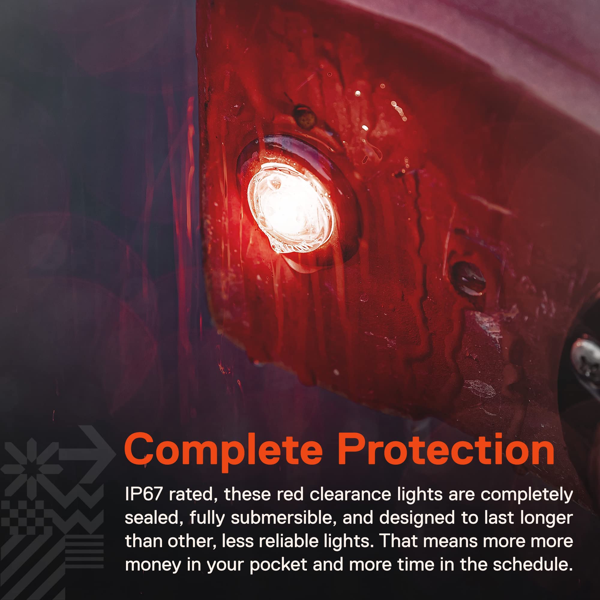 True Mods 3/4'' Inch Round Red Trailer 12V Led Marker Light [Dot Fmvss 108] [Sae P2Pc] [Semi-Spherical Output] [Ip67 Waterproof]