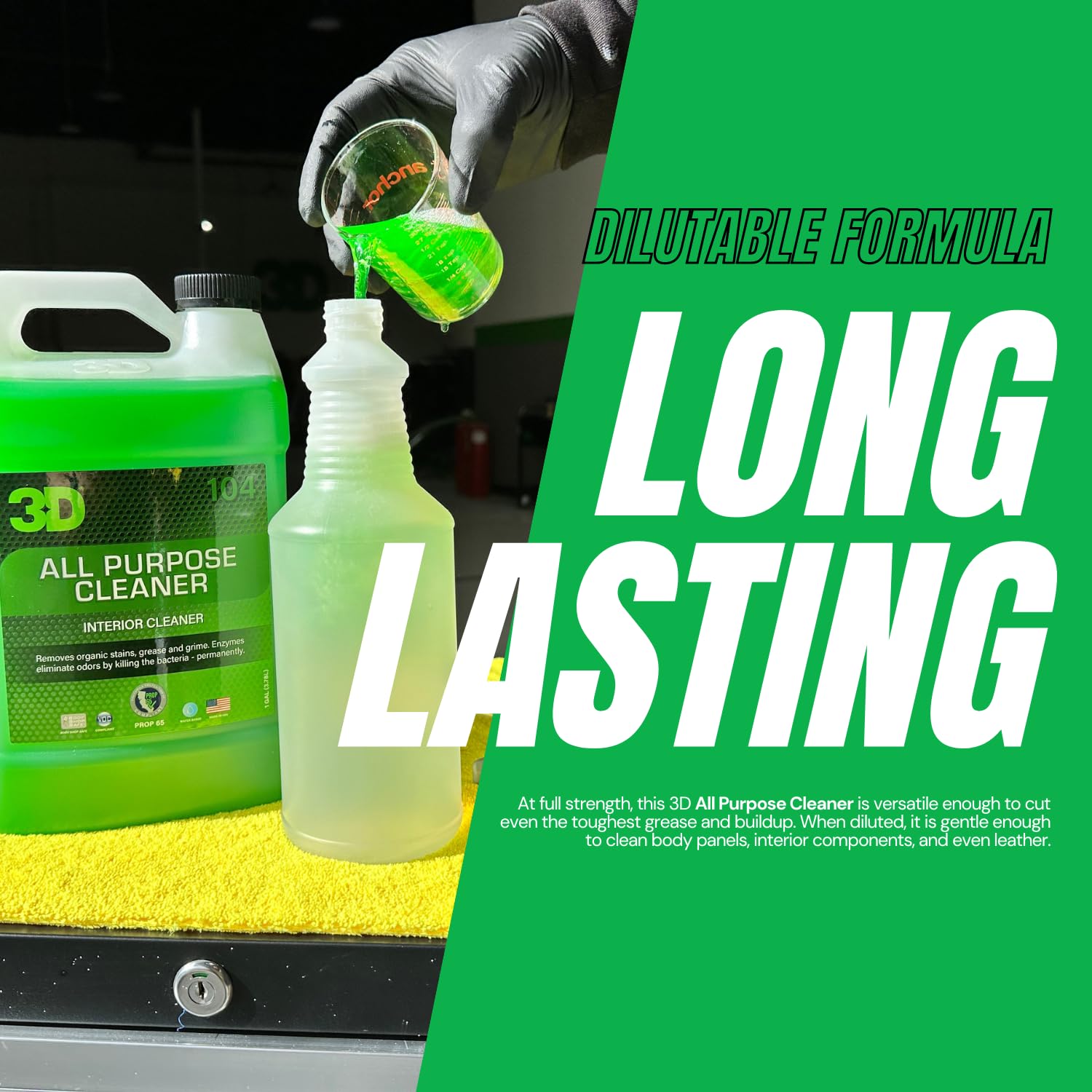 3D Multi Surface Cleaner Refill - 128 Fl Oz (1 Gallon) for Car, Home & Office Use - Model 104G01