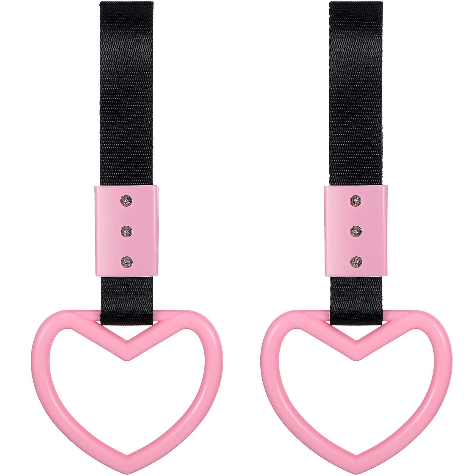 BBTO 2 Pieces Heart shaped Car Handle Straps Drift Charm Rear Bumper Warning Ring Decor Subway Bus Broken Heart Handle for Car I