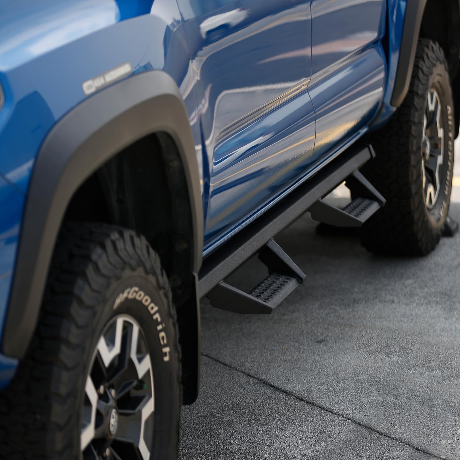 Smanow Drop Down Running Boards Compatible With 2005-2023 Toyota Tacoma Double Cab Crew Cab, Dual-Stage Textured Black Powder Co