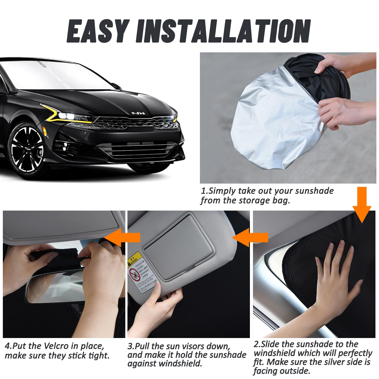 D-Lumina Windshield Sun Shade For 2021 2022 2023 Kia K5 Accessories, Front Window Sunshade Sun Visor Protector Block Uv Rays Hea