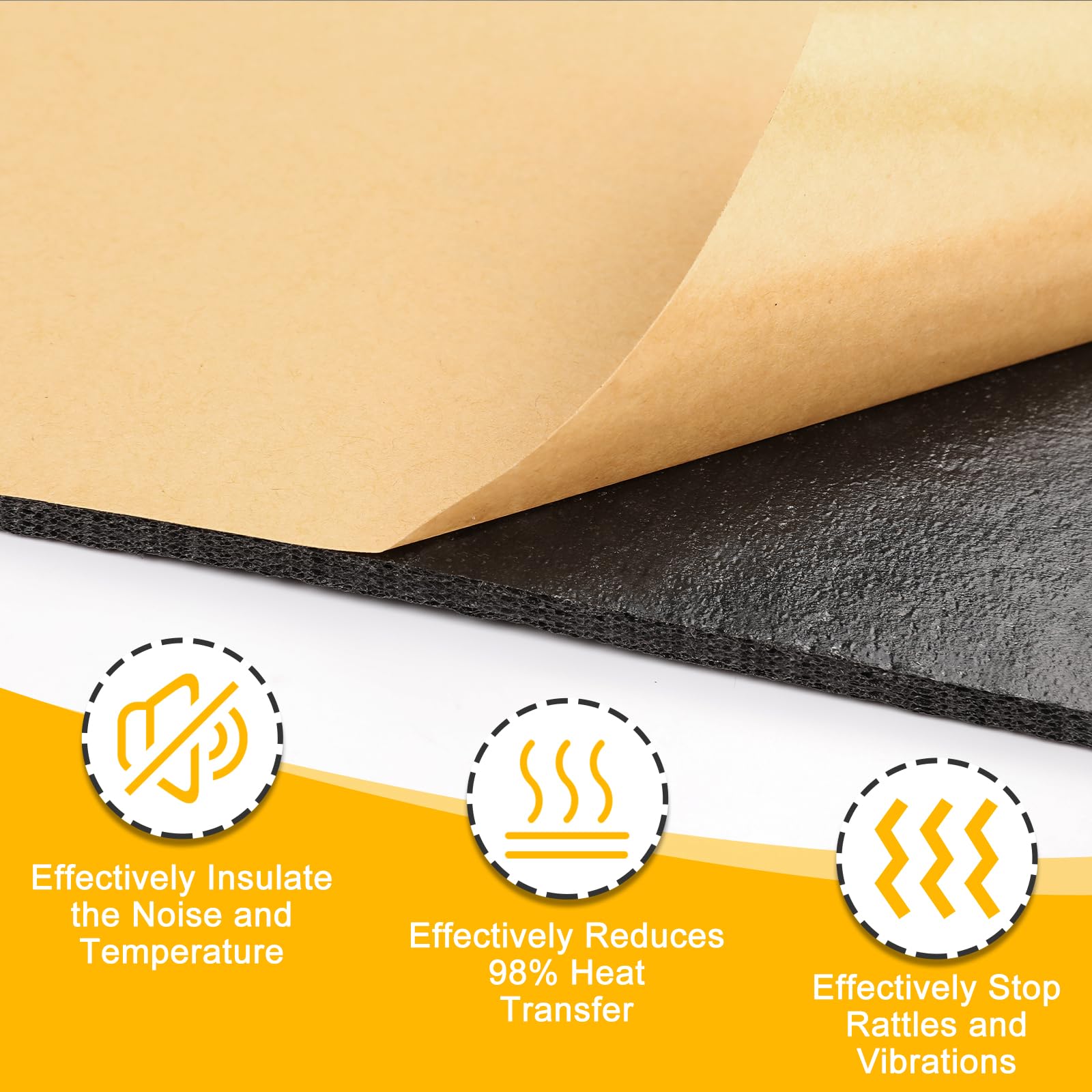 VOISEN Sound Deadening Mat, 36 sqft, 4mm Thick PE Foam, Black, Car Sound Deadening Material & Heat Barrier