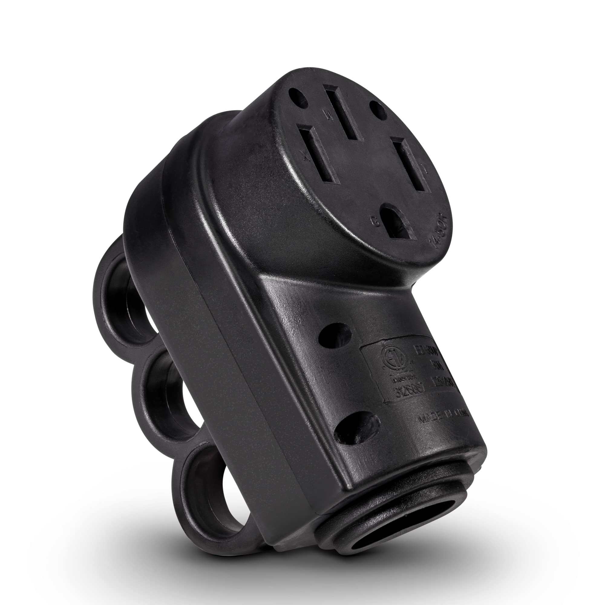 True Mods NEMA 14-50R 125/250V 50A RV Power Cord Female Replacement Socket Plug for 6/3 + 8/1 AWG 4-Wire Cord [EZ Grip Handle] [