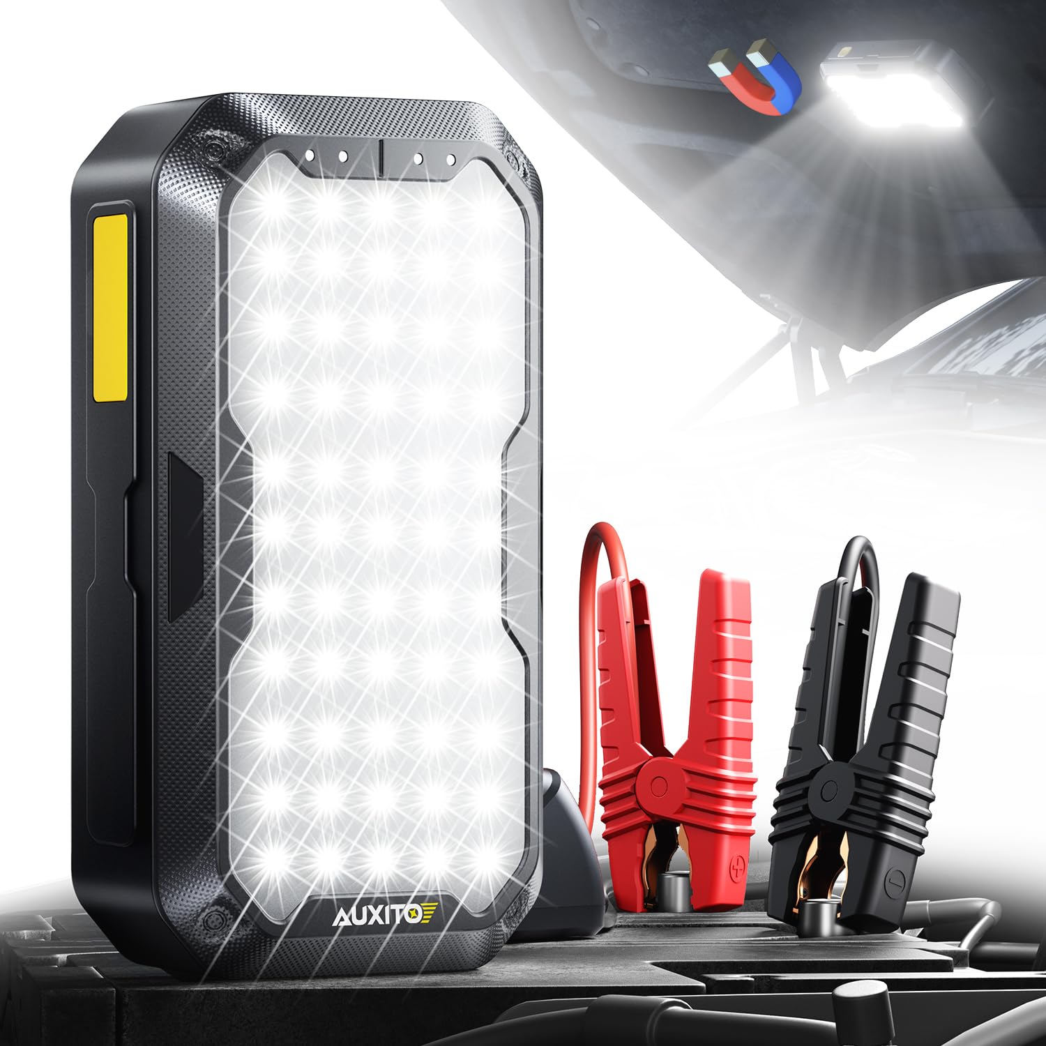 Auxito Portable Jump Starter - 4000A Car Battery Jump Starter(8L Gas/7L Diesel) 2000Lm Camping Light, 12V Jump Box With 4 Modes