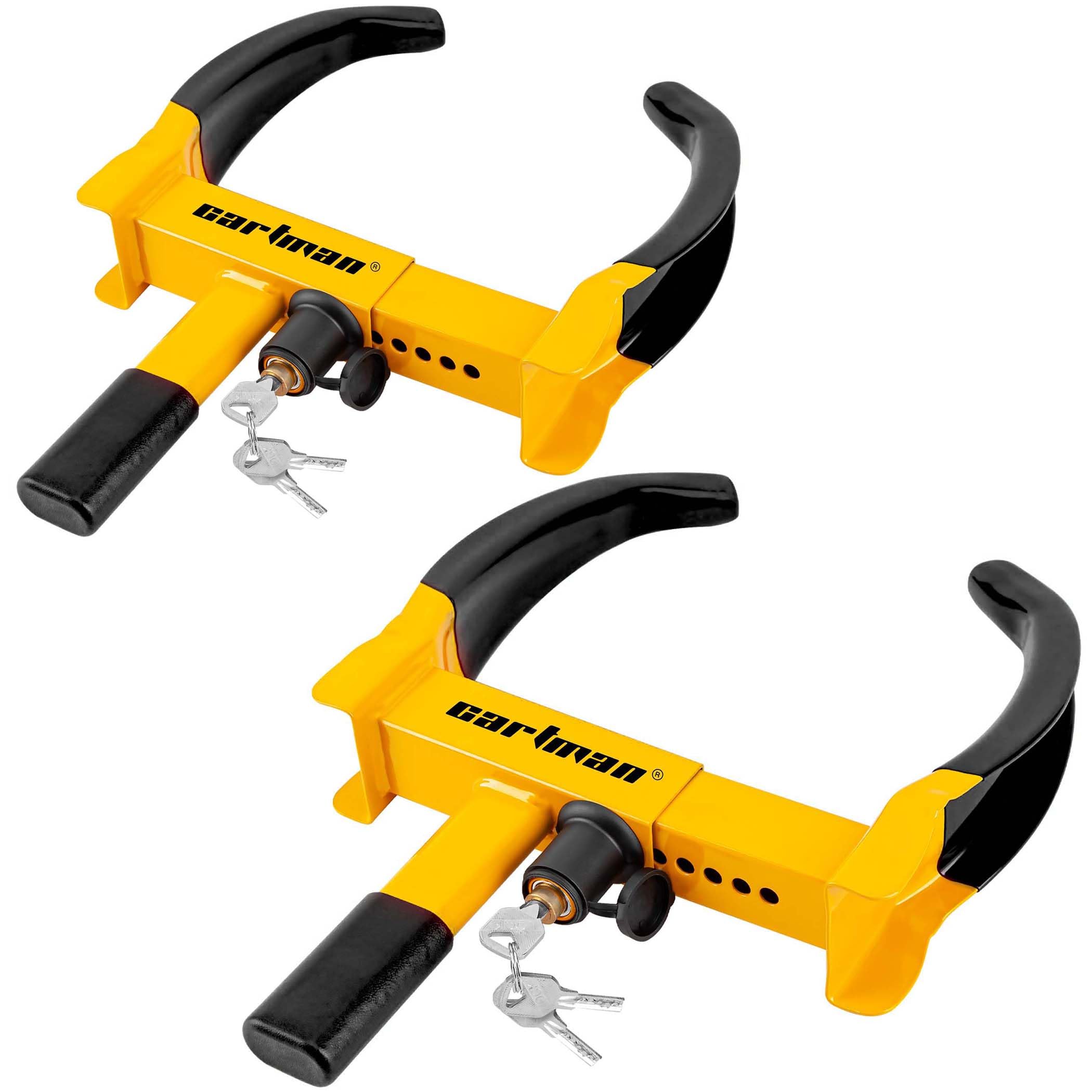 Cartman 2 Packs Heavy Duty Trailer Lock Wheel Clamp, Yellow/Black Universal Security Tire Lock, Adjustable Anti Theft Lock For T