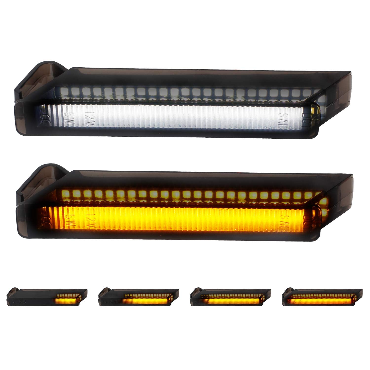 Ruxifey Sequential Switchback Led Side Mirror Turn Signals Running Lights Smoked Compatible With Ford F150 Expedition, Lincoln Mark Lt