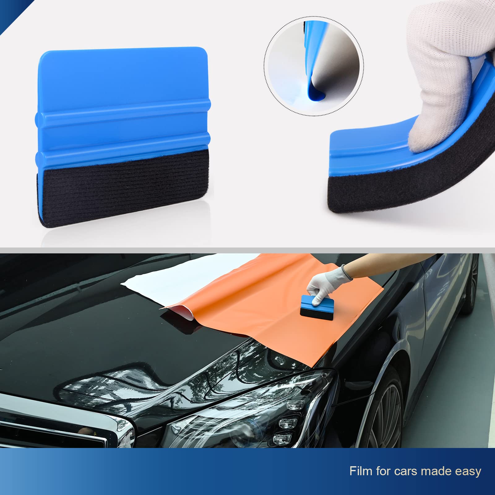 EHDIS Vinyl Squeegee Set - 10pcs Felt Edge Wallpaper Tool, 4 Inch, Blue