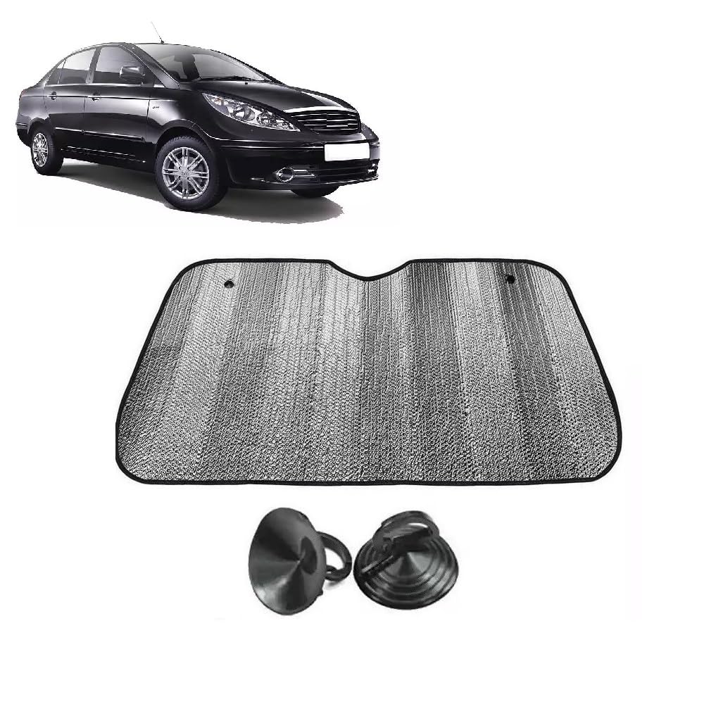 Car Windshield Sun Shade UV Rays Protector Silver Sunshade Solar Reflective suitable for Tata Manza