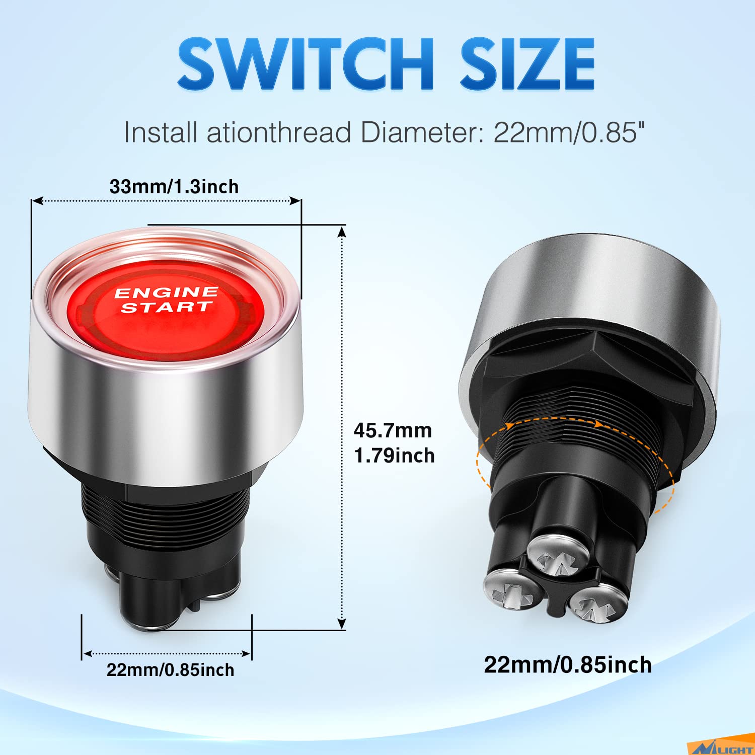 Nilight Start Engine Button 12V Dc 50A Spst On Off Momentary Switch Red Car Start Engine Button Stater Push Start Ignition Switc