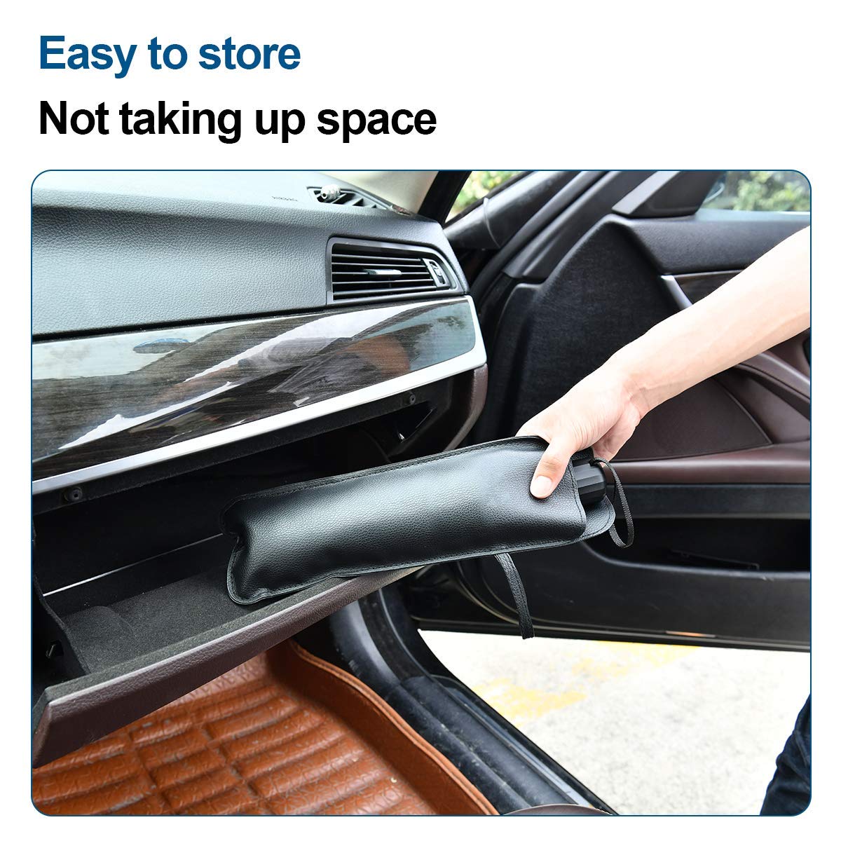 helloleiboo Car Windshield Sun Shade UV Protector, Foldable Reflector, 53x31 inches, Black, ABS Plastic, Model ZYS-M22-SS