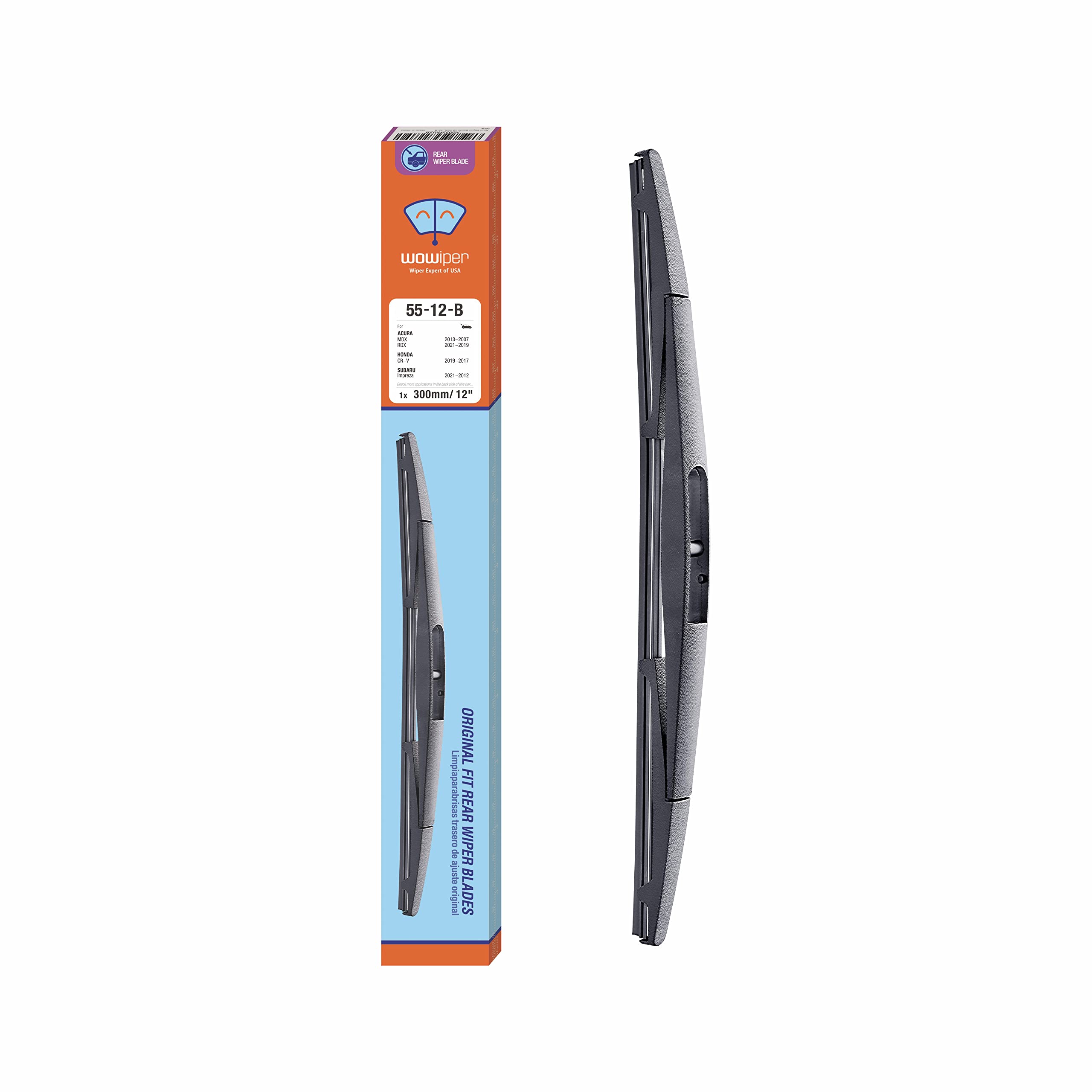 Wowiper 12 Inch (12-B) Rear Wiper Blade Replacement For Honda Crv 2022-2017 Element 2011-2003 /Jeep Wrangler 21-18 /Outlander 20