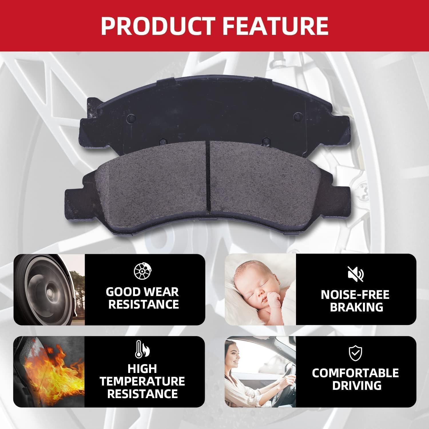 EXPPOWER ceramic brake pads front and rear for GMC Silverado Sierra Chevrolet 2500 3500 HD