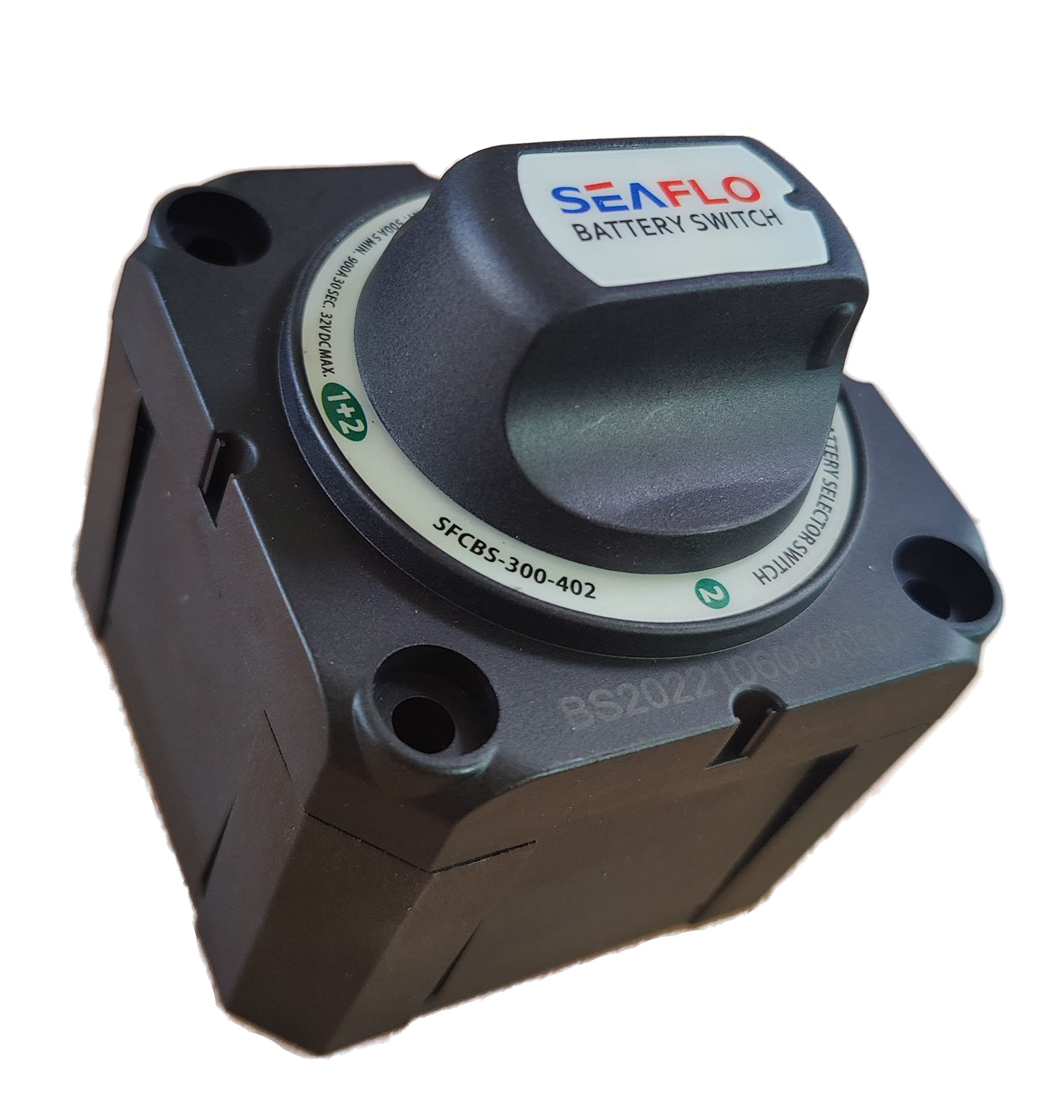 SEAFLO 300A 4-Position Battery Disconnect Switch -12V/24V/48V Heavy-Duty Isolator Switch, OFF/1/2/1+2, IP66 Waterproof, Auto, Ma