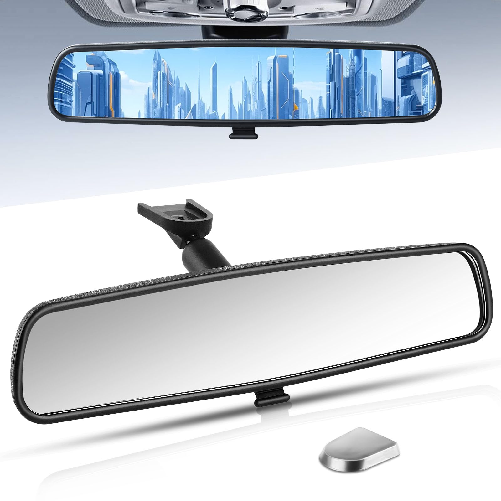 10.5'' Rear view mirror, Interior rearview mirror Kit Universal Fit Type Compatible with Chevrolet Ford Toyota Nissan Jeep Honda