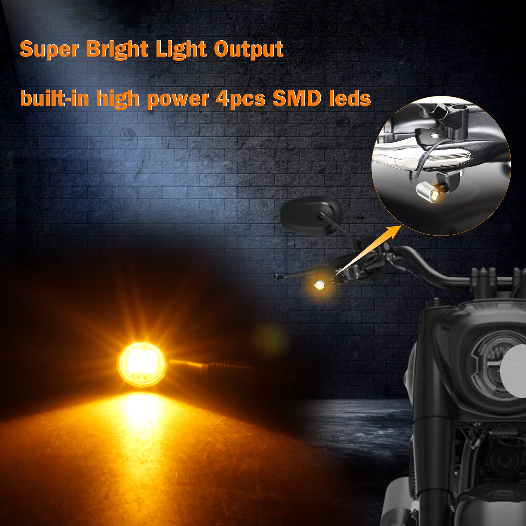 Quasco Led Motorcycle Turn Signal Lights Universal Mini Blinkers Front Indicator Compatible With Harley Honda Kawasaki Suzuki Tr